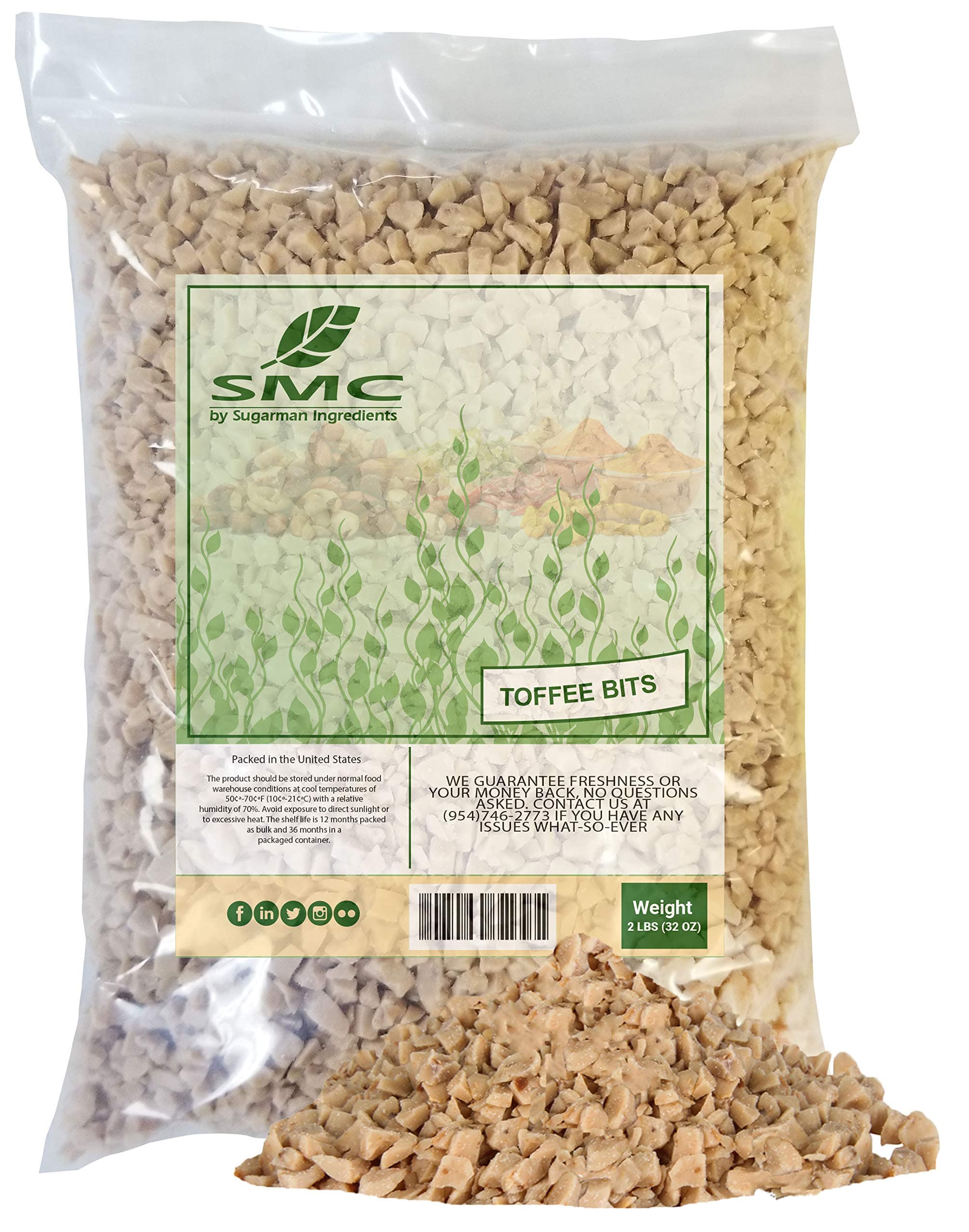 BFYSYO Toffee Bits Coarse Grinded NOT CRUSHED 2 Pounds Bulk Bag