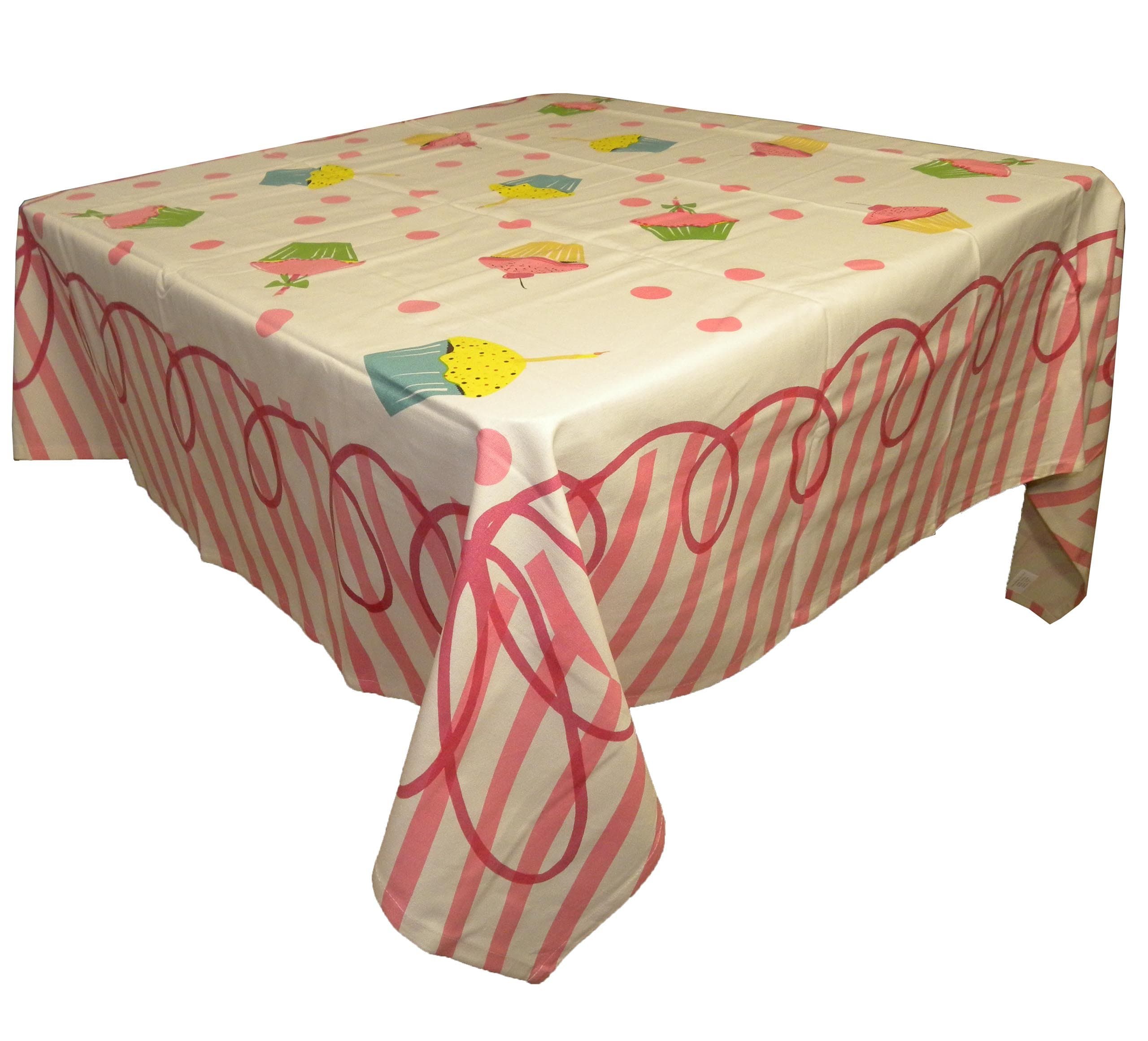Happy Birthday Pink Cotton Tablecloth