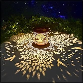 Tree of Life Solar Lanterns Outdoor Waterproof Hanging Solar Lights Large Tree Gifts for Women Men Metal Decorative LED Lanterns for Yard Patio Lawn