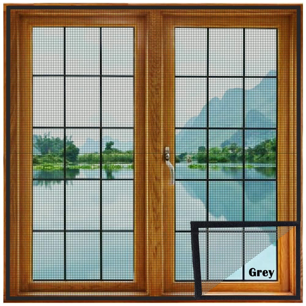 Upgraded & Stitched - LifeKrafts Customized Window Mosquito Net (Size-90x120cms/36x47 Inches/2.95x3.94 Feet, Color-Grey) 120 GSM Fiberglass Insect Net Pre-Stitched to Net - Ready to use Net