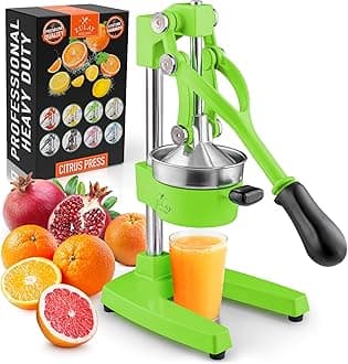 - Zulay Kitchen Cast-Iron Orange Juice Squeezer - Heavy-Duty, Easy-to-Clean, Professional Citrus Juicer - Durable Stainless Steel Lemon Squeezer - Manual Citrus Press & Orange Squeezer (Light Green)