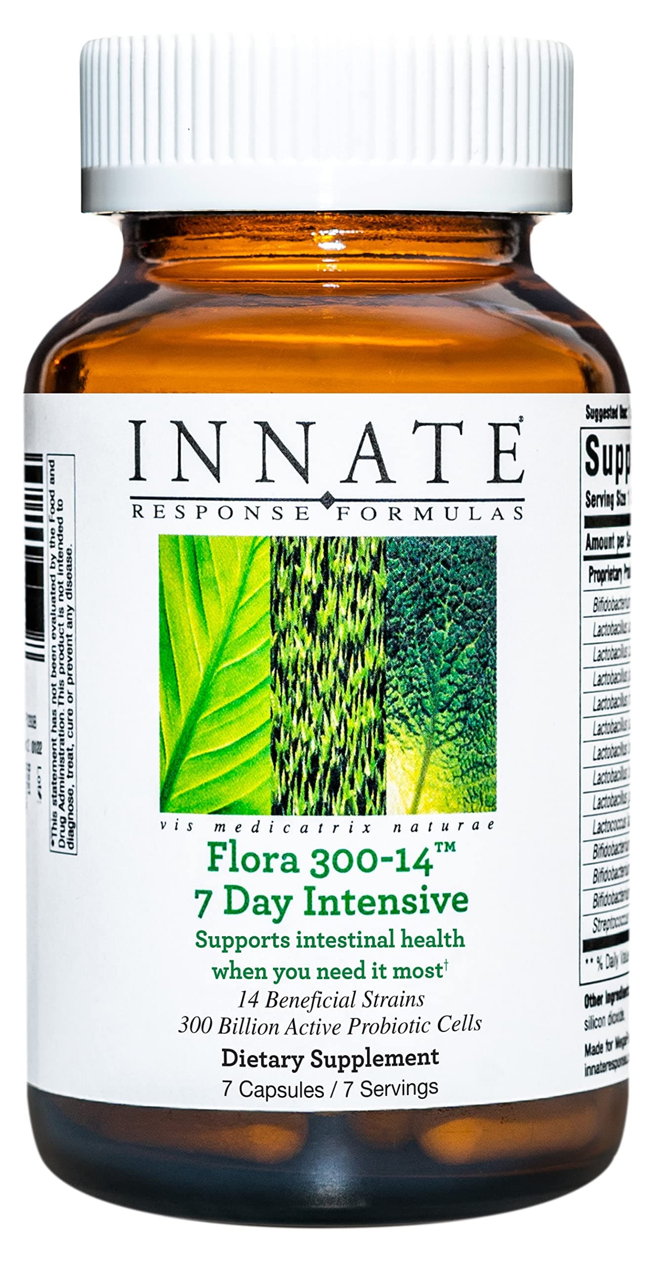 INNATE Response Formulas, Flora 300-14, 7 Day Intensive, Probiotic Supplement with 300 Billion CFU, 14 Probiotic Strains, Vegan, Non-GMO Project Verified, Gluten Free, 7 capsules (7 servings)