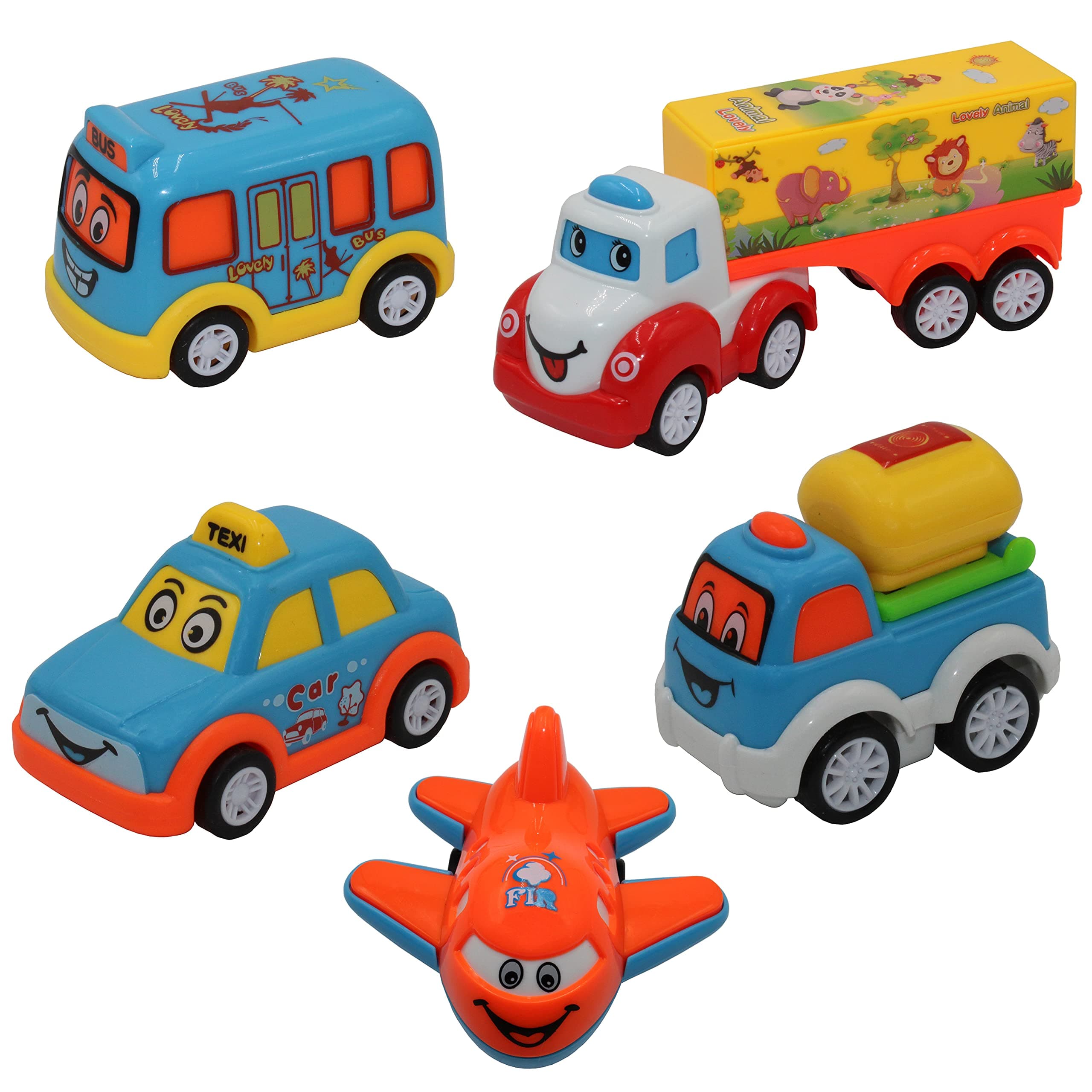 JVM Unbreakable Pull Back Friction Power Car Set for Kids - Set of 5.