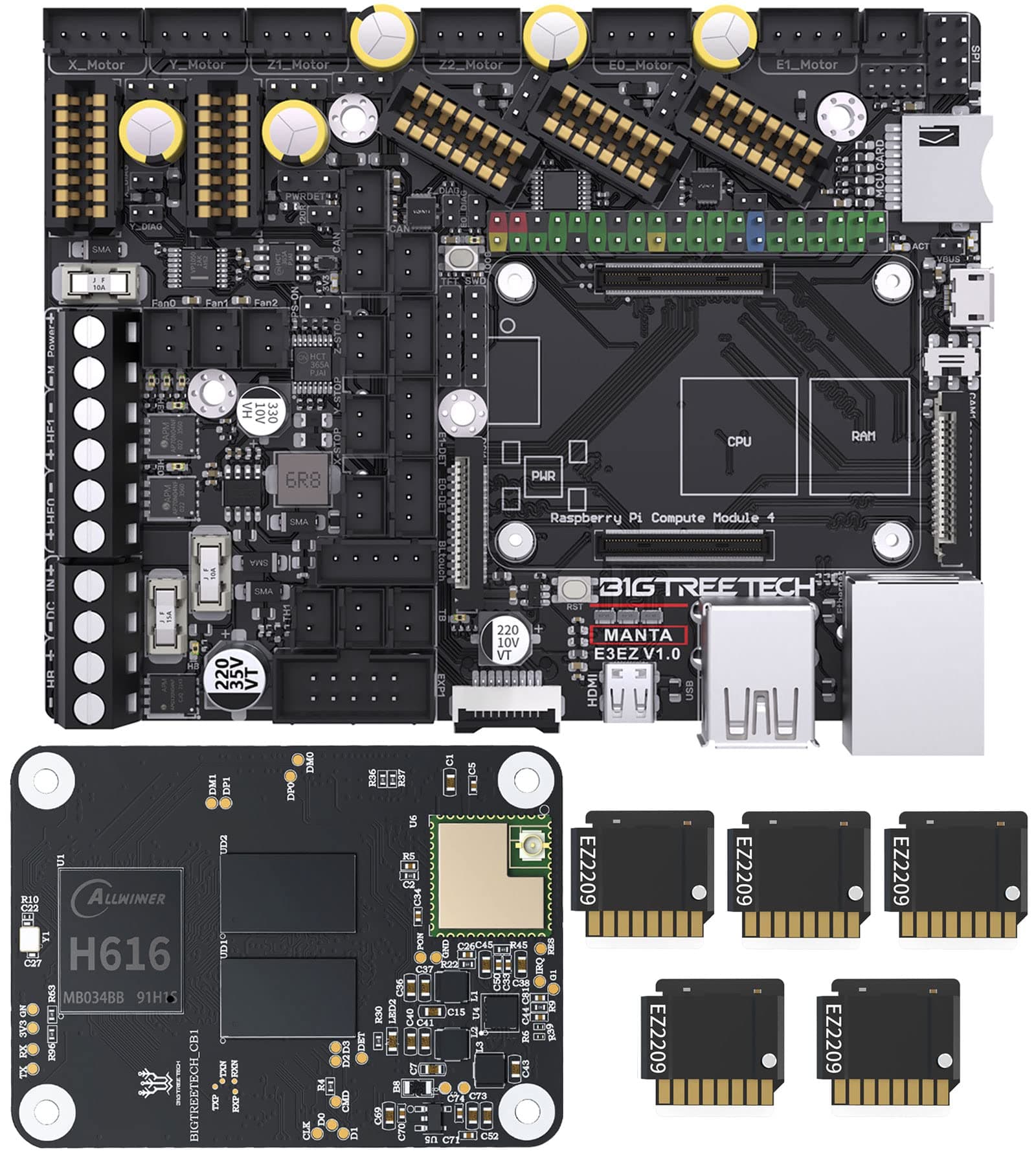 BIGTREETECH Manta E3EZ + CB1 V2.2 + 5Pcs EZ2209 Kit Support Running Klipper Firmware Silent Control Board Kit for Ender-3 V2, Ender-3 Pro, Ender-3, BIQU B1 3D Printers