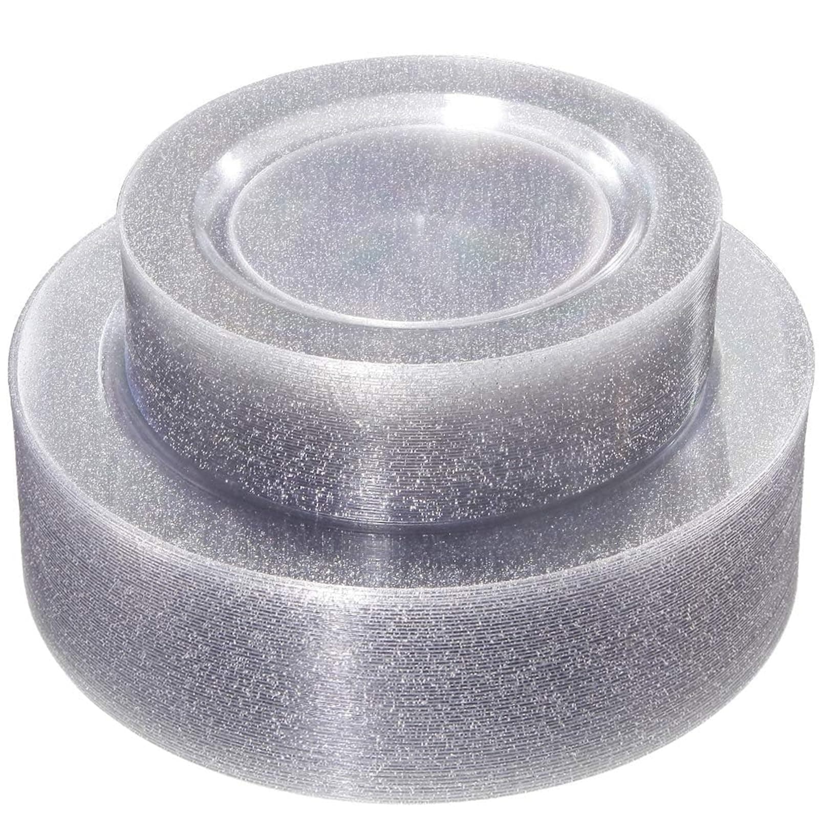 WDF 120PCS Silver Plastic Plates- Disposable Silver Glitter Plates, Premium Heavy Duty 60-10.25" Dinner Plates and 60-7.5" Salad Plates for Wedding Baby Shower Spring Birthday