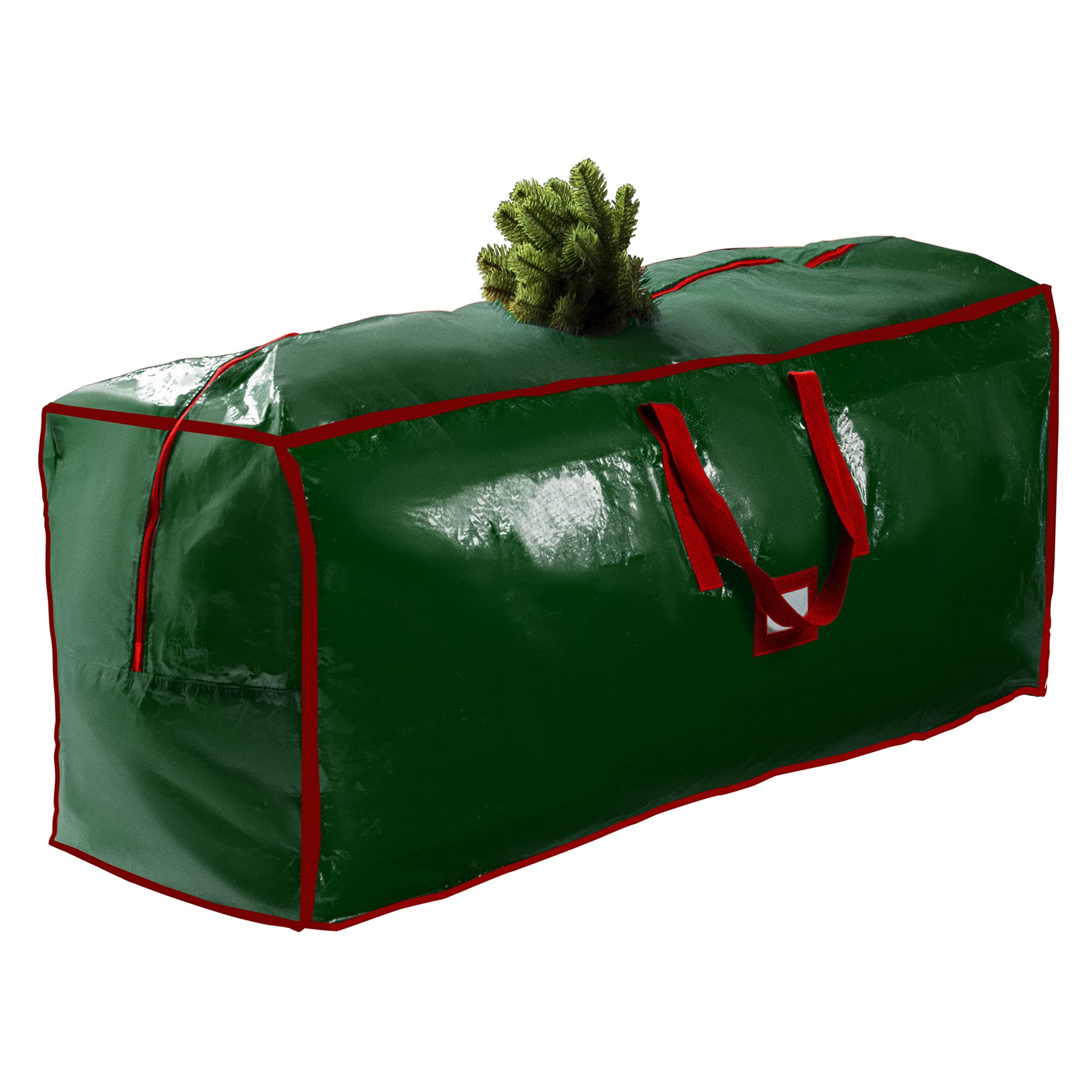 pakkonChristmas Tree Storage Bag - Fits 9 Ft Artificial Trees - Plastic, Waterproof Christmas Tree Bag - Strong, Durable Handles - Labeling Card Slot - Green
