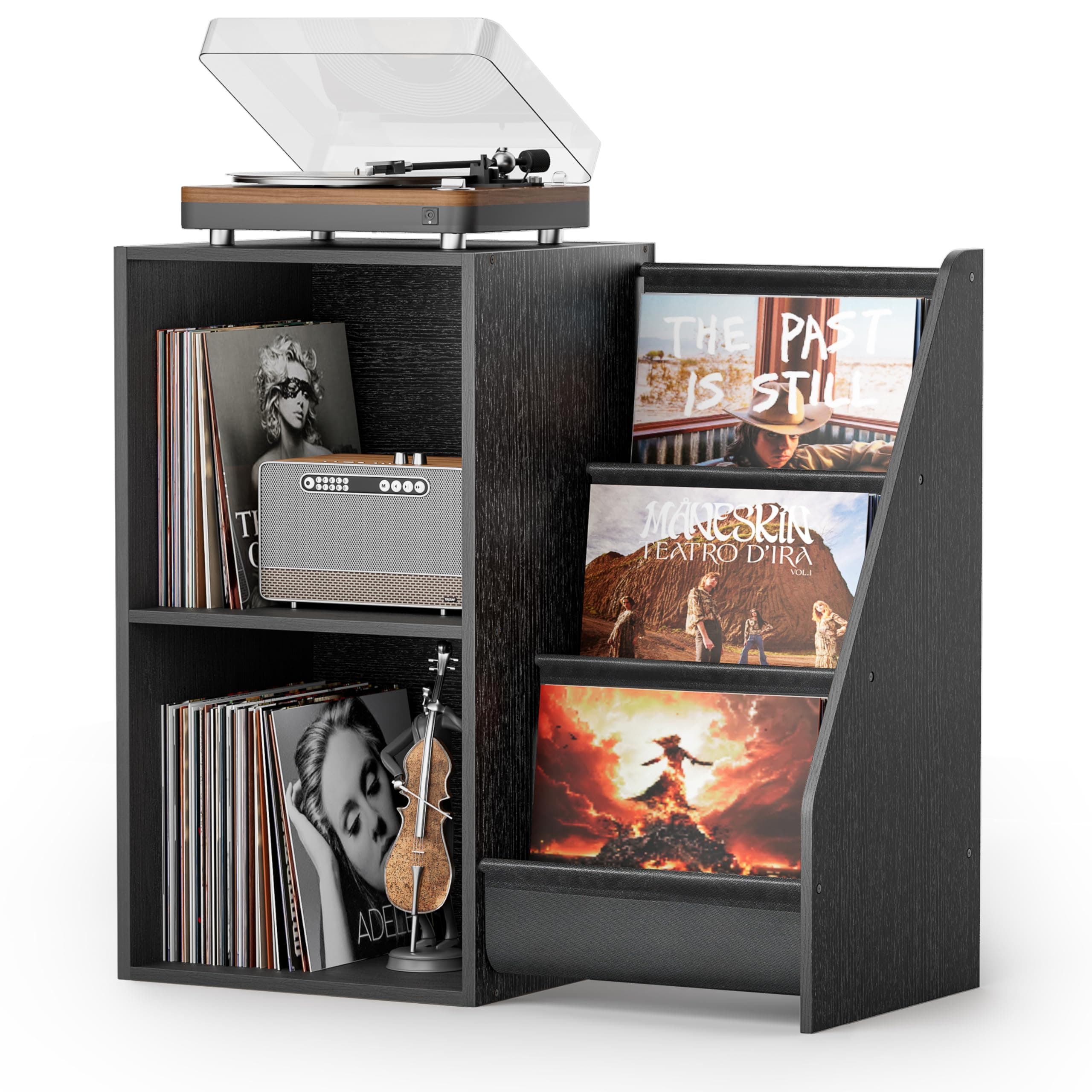 Record Player Stand,Turntable Stand with Vinyl Record Storage,Record Player Table with Vinyl Display Holder Shelf,Record Player Cabinet with 220 Albums Organizer,Media Console Cabinet for Stereo Audio