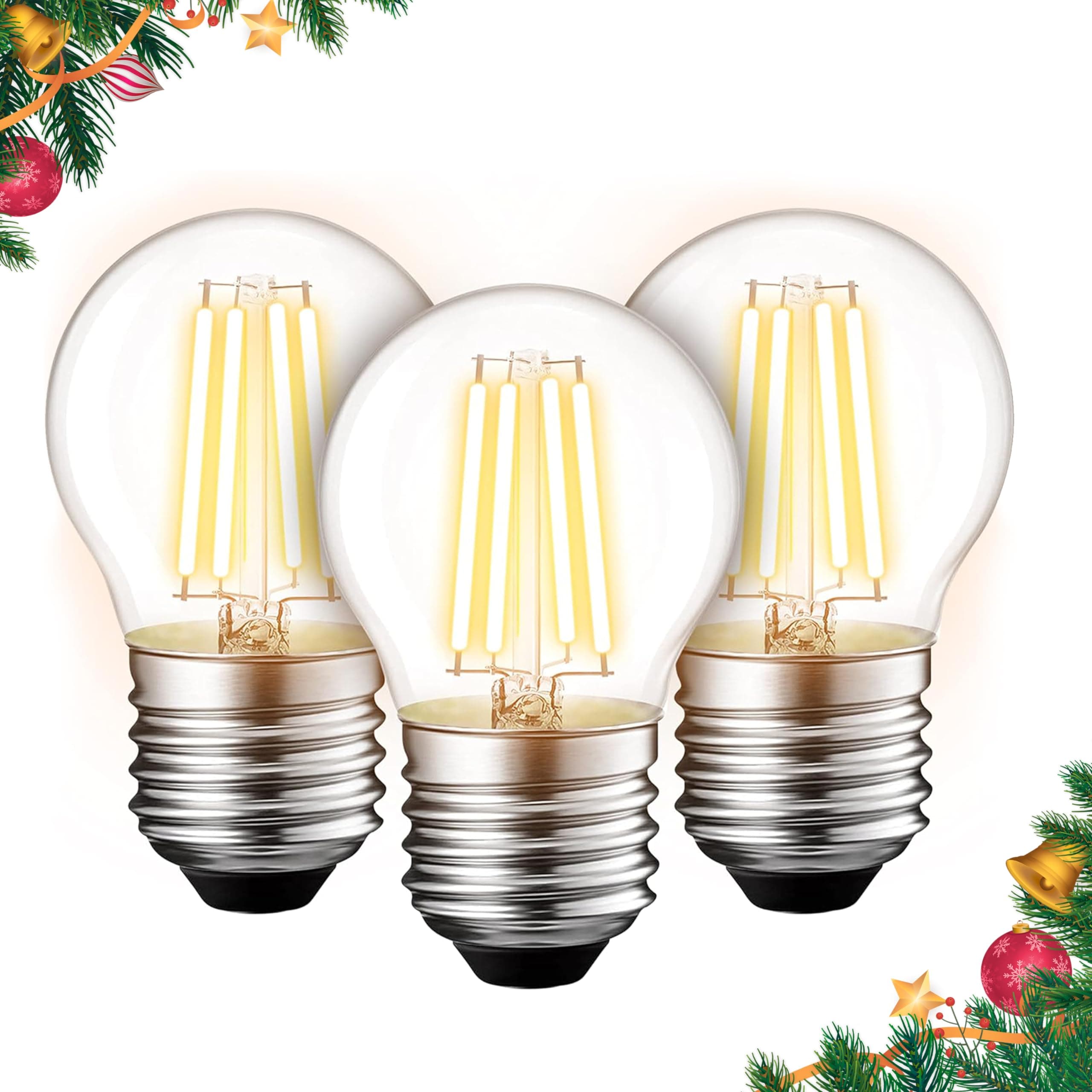 G45 E26 Edison Style LED Light Bulb 120V 5W (60 Watt Equivalent) - High Output Warm White Light 2700K 550lm, LED Filament Bulb for Home Pendant Antique Light Fixtures - Pack of 3