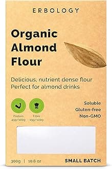 Erbology Organic Almond Flour 300g - Gluten-Free - Small Batch - Perfect for Homemade Almond Milk - Sustainably Straight from Farm - Non-GMO