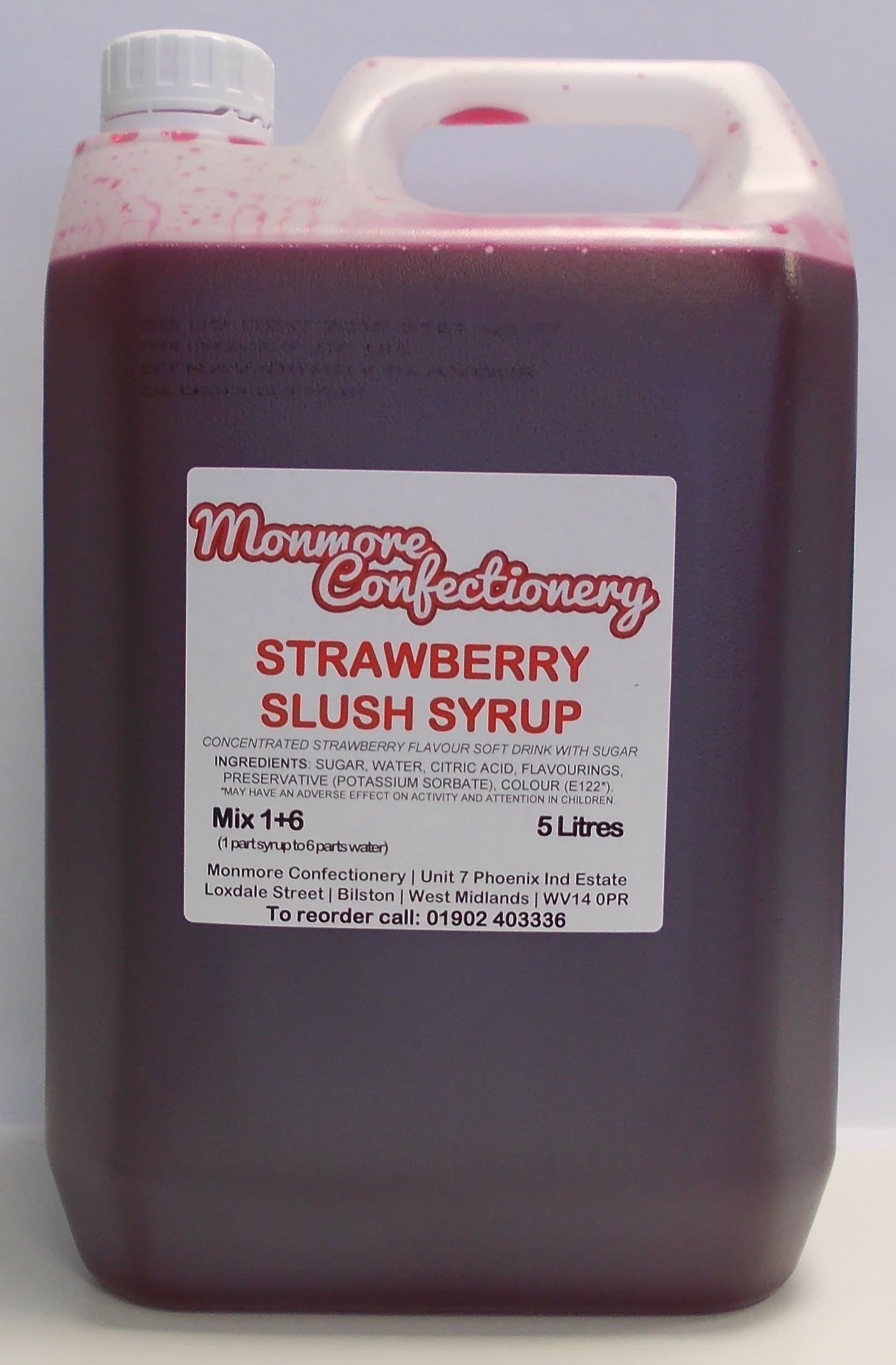 RED Strawberry Slush Syrup (MONMORE) 5 litres