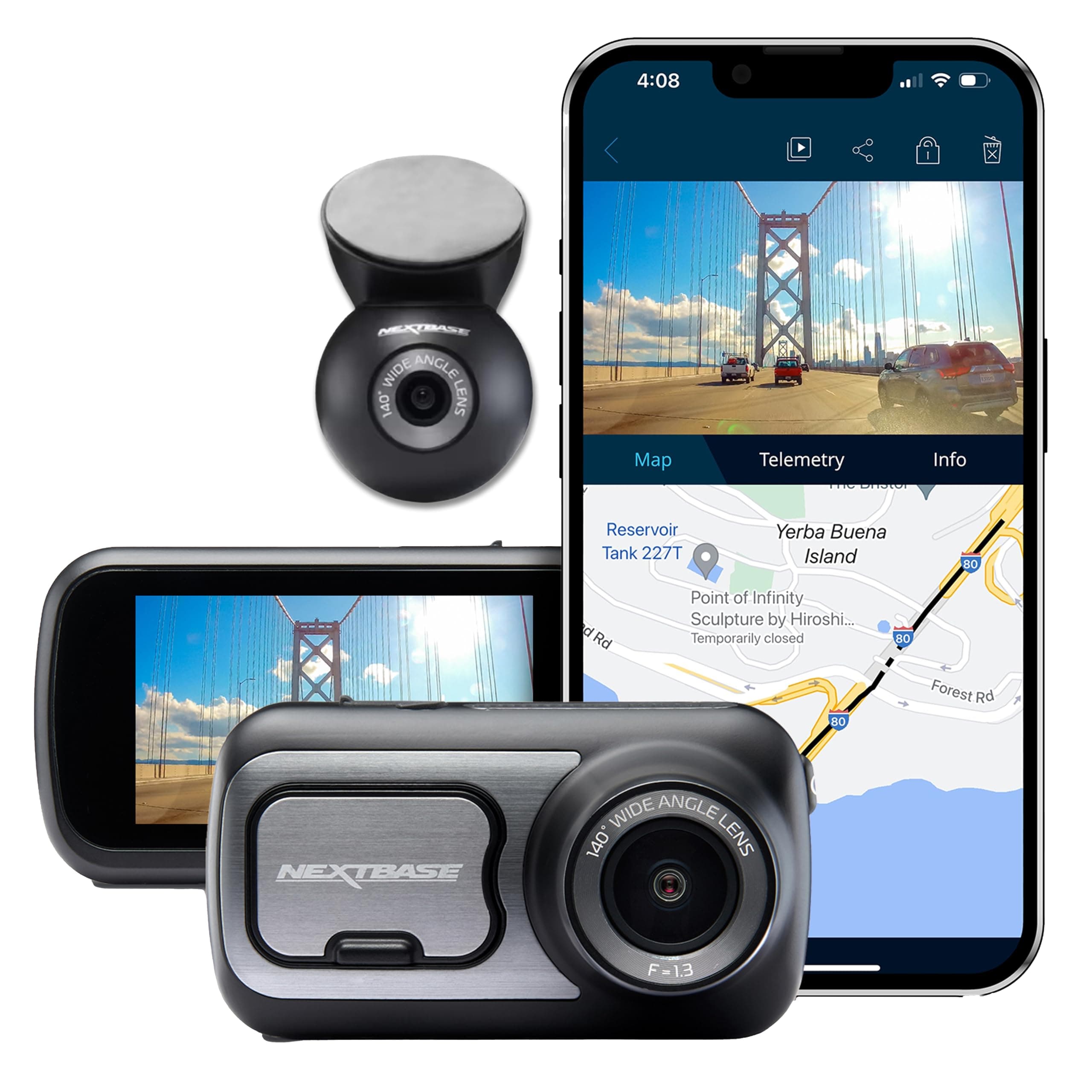 422GW Dash Cam Front and Rear Camera with App- Full 1440p/30fps Quad HD Small in Car- WiFi Bluetooth GPS- Alexa Voice Control- Parking Mode Night Vision- 280/360 Degree Dual 6 Lane Recording