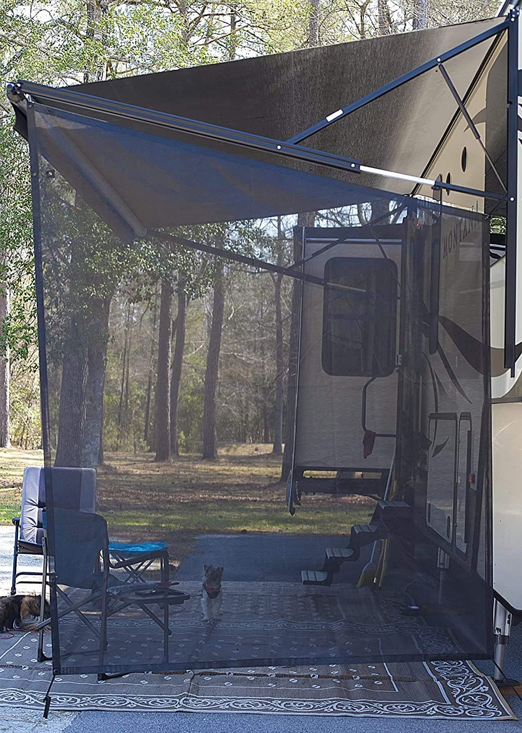RV Awning Sun Shade Screen with Zipper