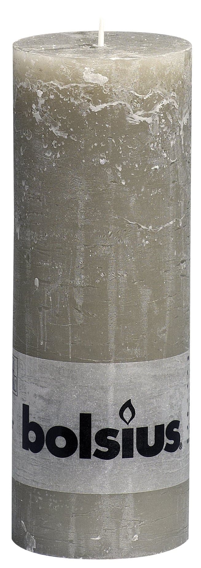 Bolsius Tall Textured Pillar Candle in "Slate Grey"