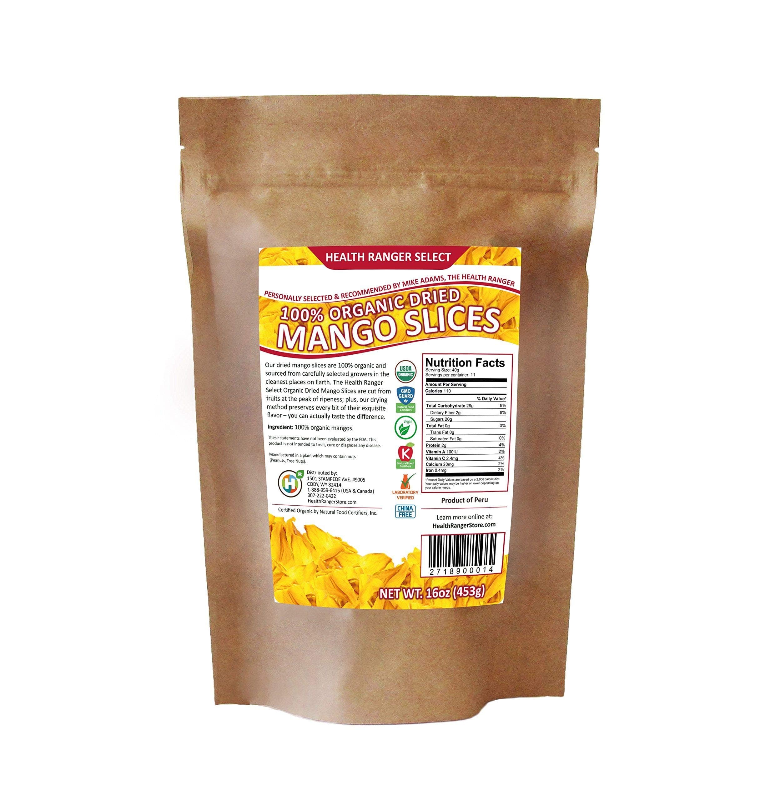 100% Organic Dried Mango Slices 12oz (340g)