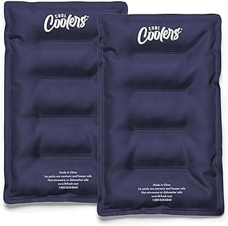 Cool Coolers 2 Pack Soft Ice Packs for Cooler, Flexible Stretch Nylon, Lunch Box Ice Packs, Ice Packs for Lunch Boxes, Large Reusable Freezer Packs, by Fit & Fresh