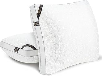 MZOIMZO Luxury Comfy Hotel Collection Bed Pillows for Sleeping- Firm European Size Set of 2, Gusseted Cooling Side Mesh Design with Premium Down Alternative Filling for Back, Stomach or Side Sleepers