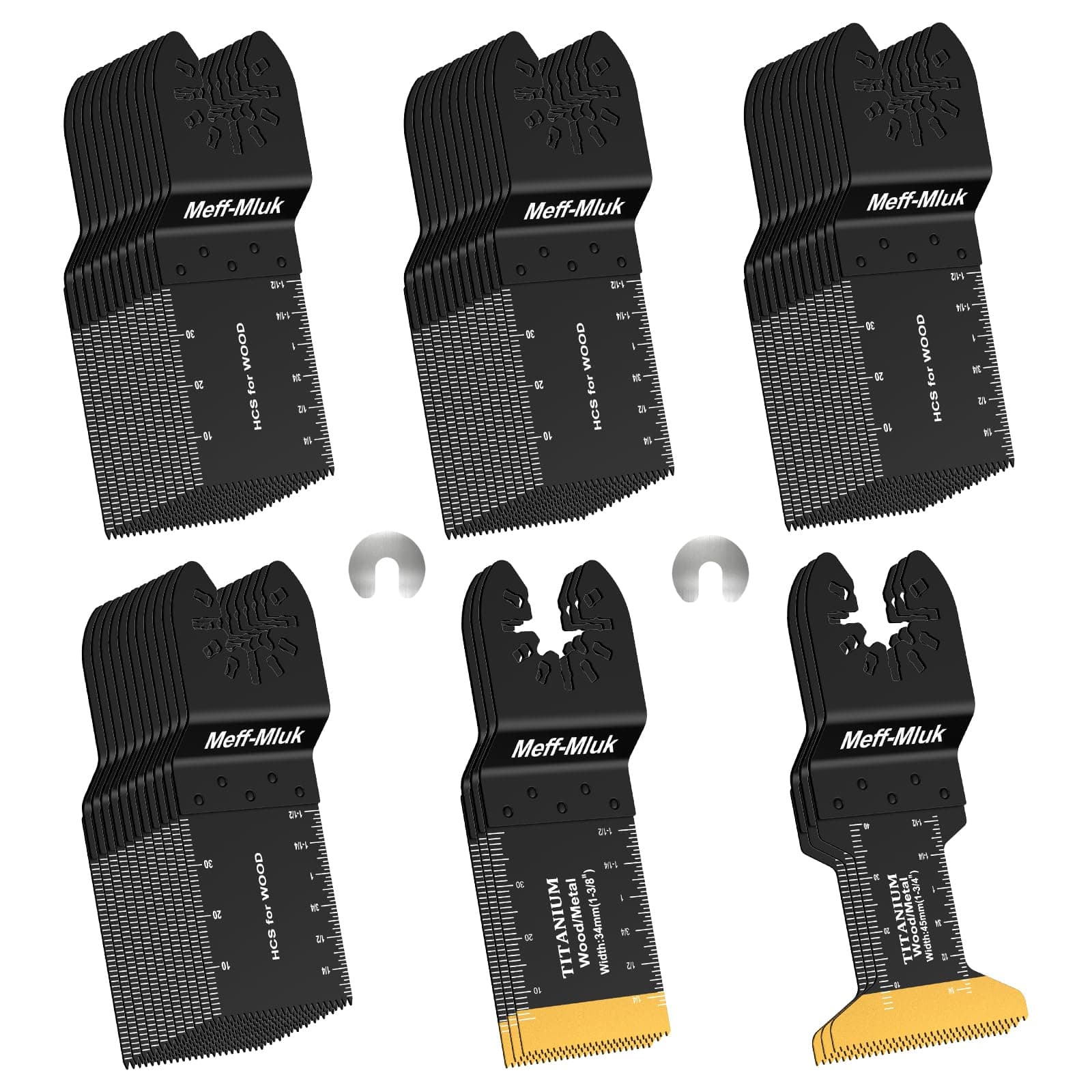 50PCS Oscillating Tool Blades, Professional Universal Titanium Multitool Blades for Wood Plastics Metal Cutting, Quick Release Multi Tool Blade Kits Fit DeWalt Makita Dremel and More