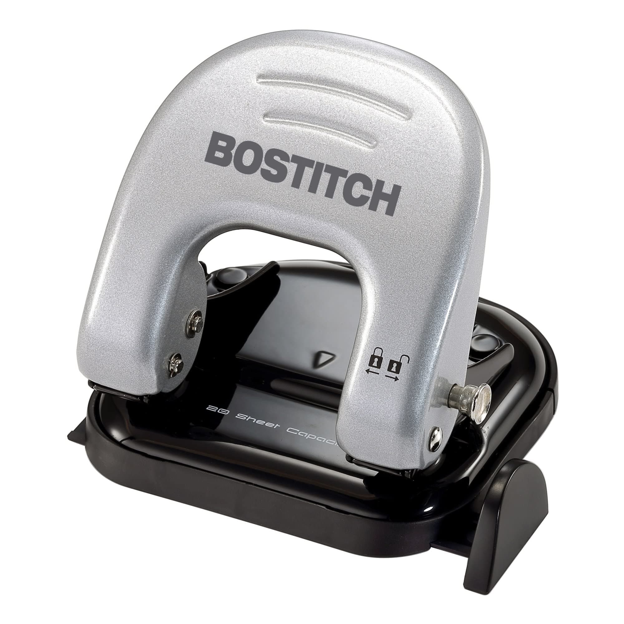 Bostitch Office EZ Squeeze Reduced Effort 2-Hole Punch, 2 Sheets, Locking Handle, Silver (231)