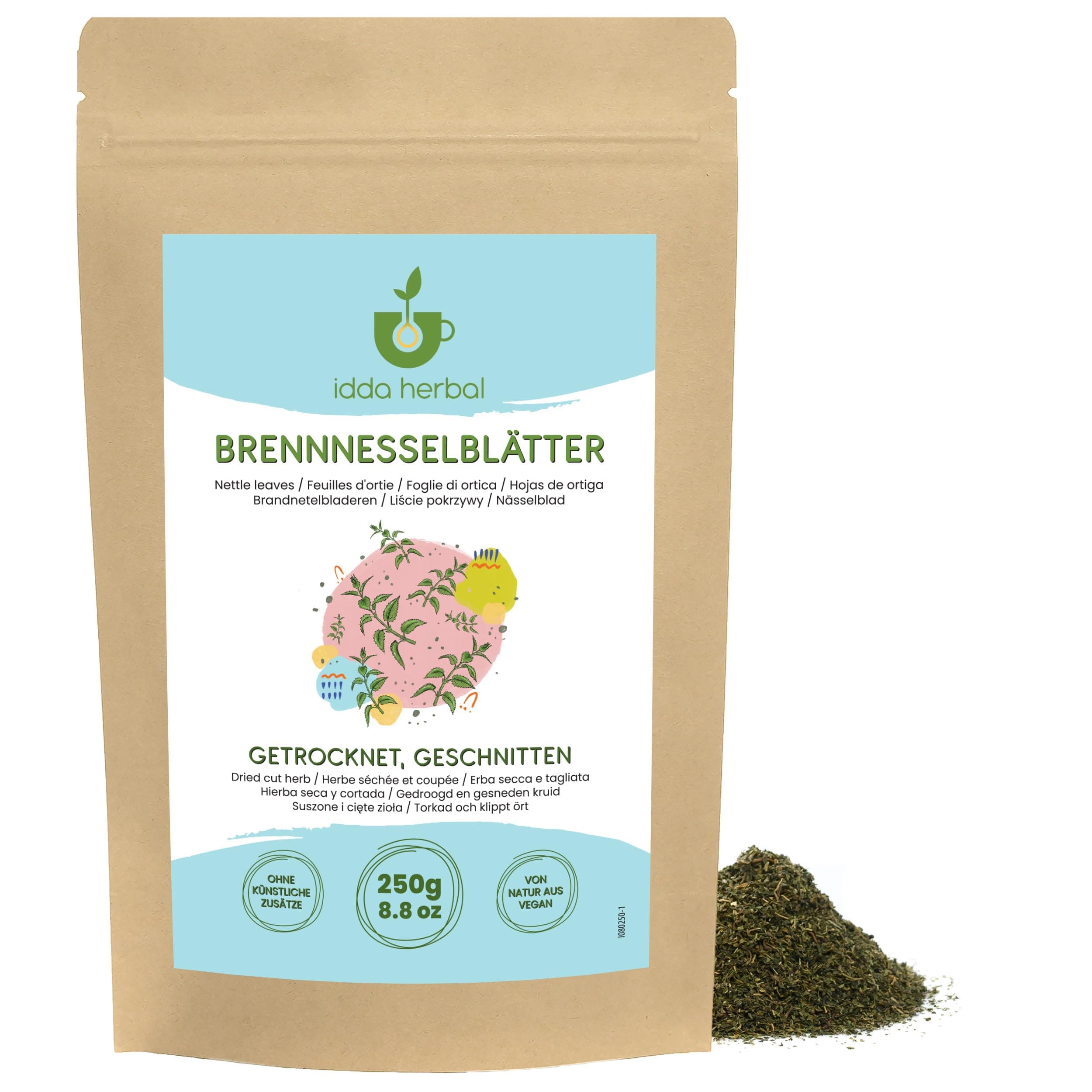 IDDA Herbal Nettle Tea 250g 8.8 oz, Dried and Cut Leaves for Preparation of Nettle Leaf Tea