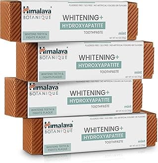 - Himalaya Botanique Whitening + Hydroxyapatite Toothpaste, Mint Flavor - Nano Hydroxyapatite to Support Remineralization and Restore Enamel to Strengthen Teeth - Vegan, Gluten Free, 4 oz (Pack of 4)