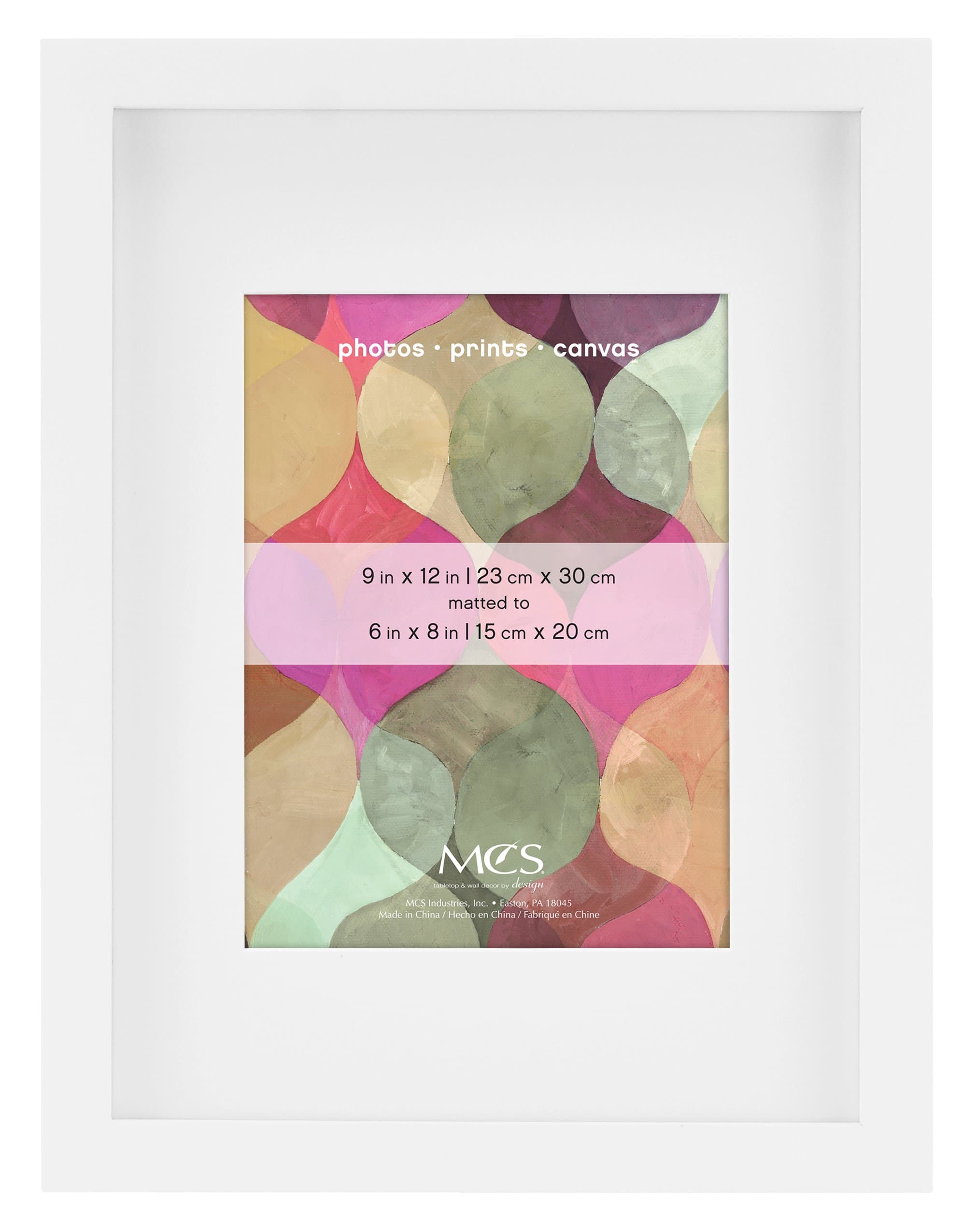 MCS Art Frame with Mat Opening, White, 9 x 12 in