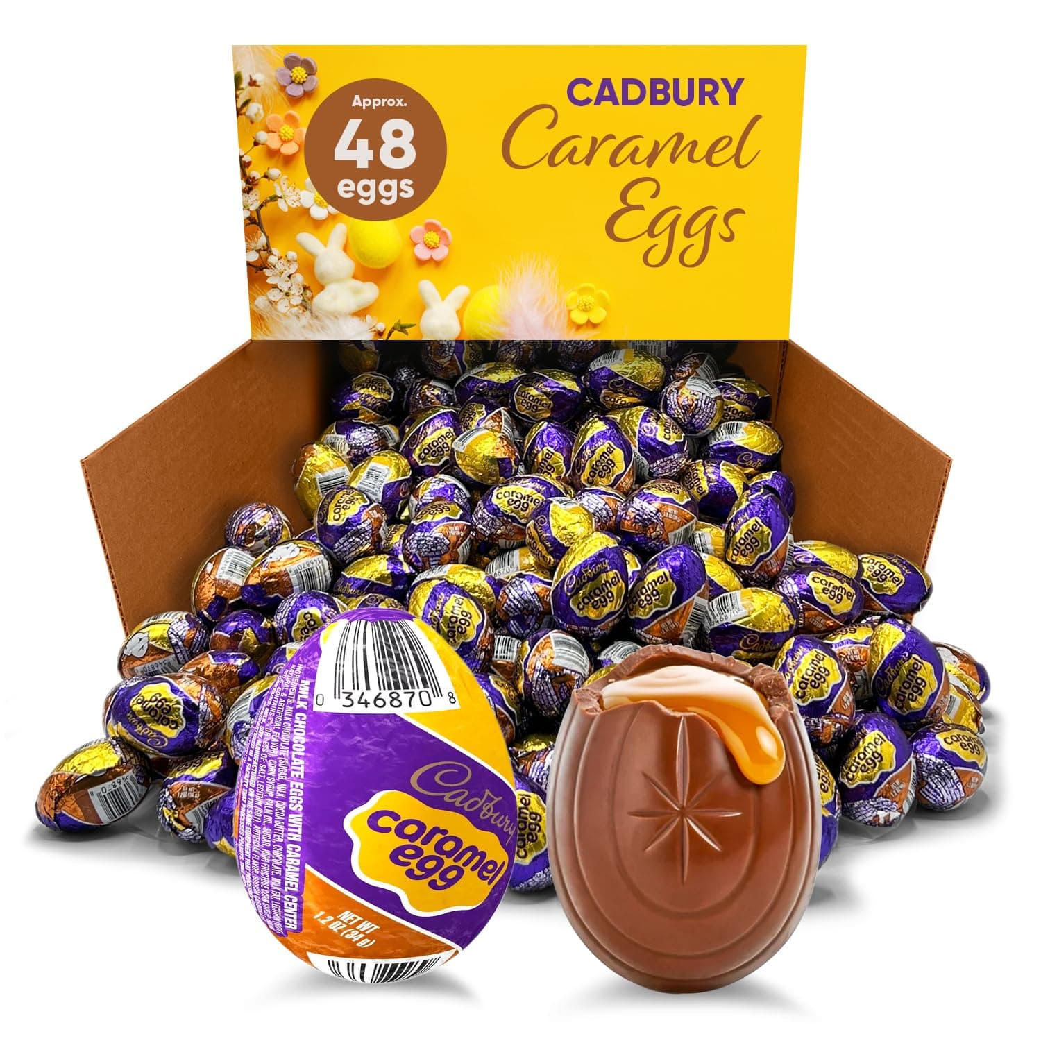 Caramel 48 Eggs 1.2oz Chocolate & Caramel Candy Eggs - Candy Individually Wrapped Caramel Egg Easter Candy - Chocolate Caramel Easter Candy