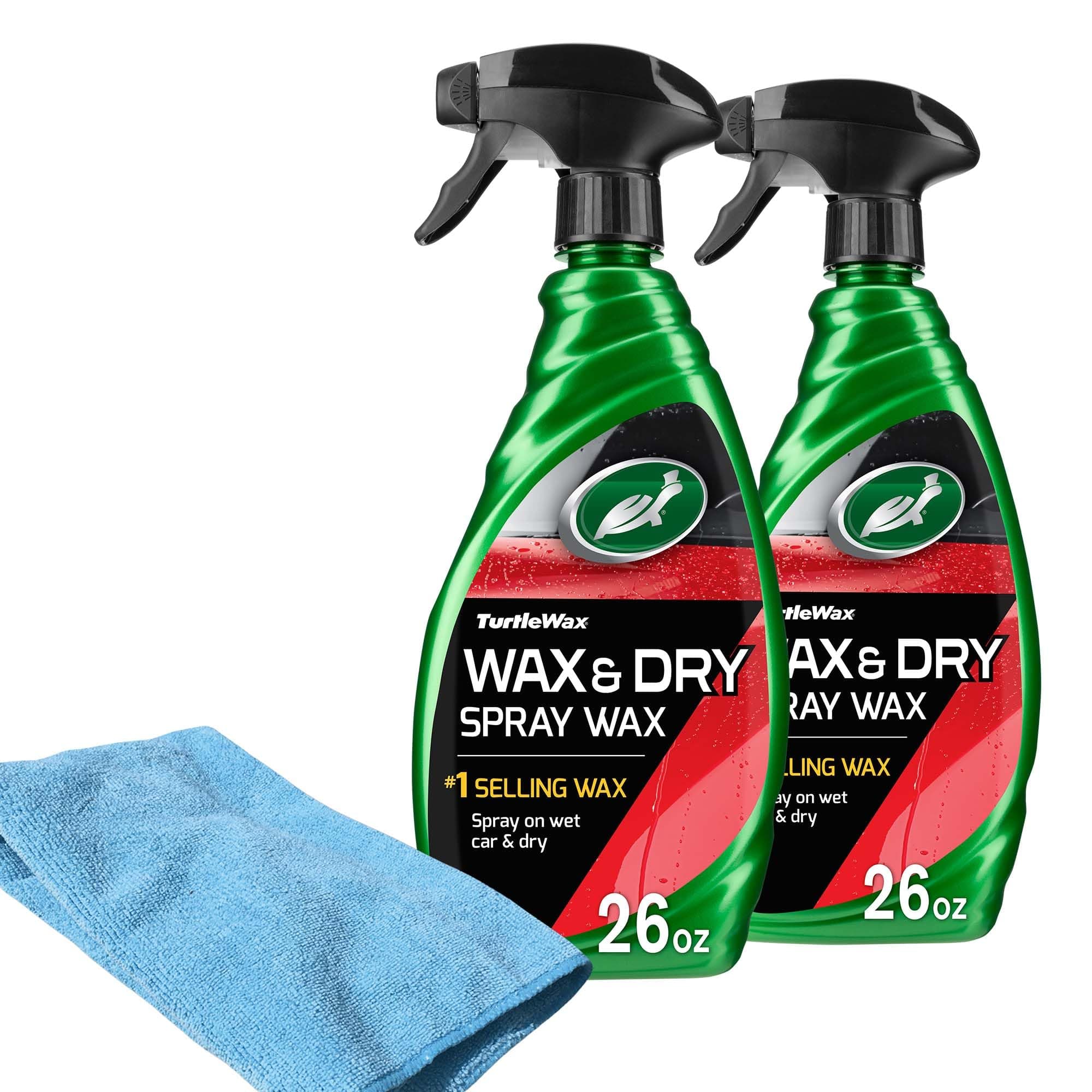 Turtle Wax 50834 1-Step Wax and Dry, Quick and Easiest Step to High Shine, for Cars, Trucks, Motorcycles and RVs, 26 oz. Double Pack with Microfiber Towel