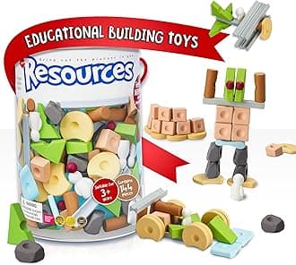 Taksa Toys Nature-Inspired Unique Reggio Emilia Learning Toys, Preschool Resources for Fine Motor Skills, Educational Building Blocks for Kids, Montessori Toys for 4 5 6 7+ Ages, Expert Pack 144 Pcs