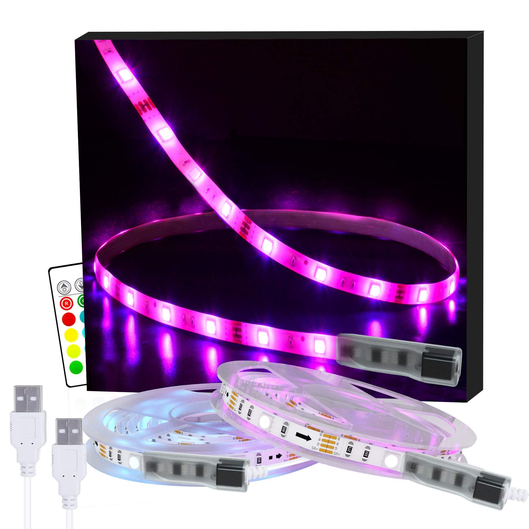 LED Strip Lights with Remote, 6M USB LED Lights 2x3M SHINELINE RGB SMD 5050 Color Changing with 24 Key Remote Control Dimmer TV Backlight Mood Light for Home Kitchen Christmas Party Decoration [Energy Class A+]