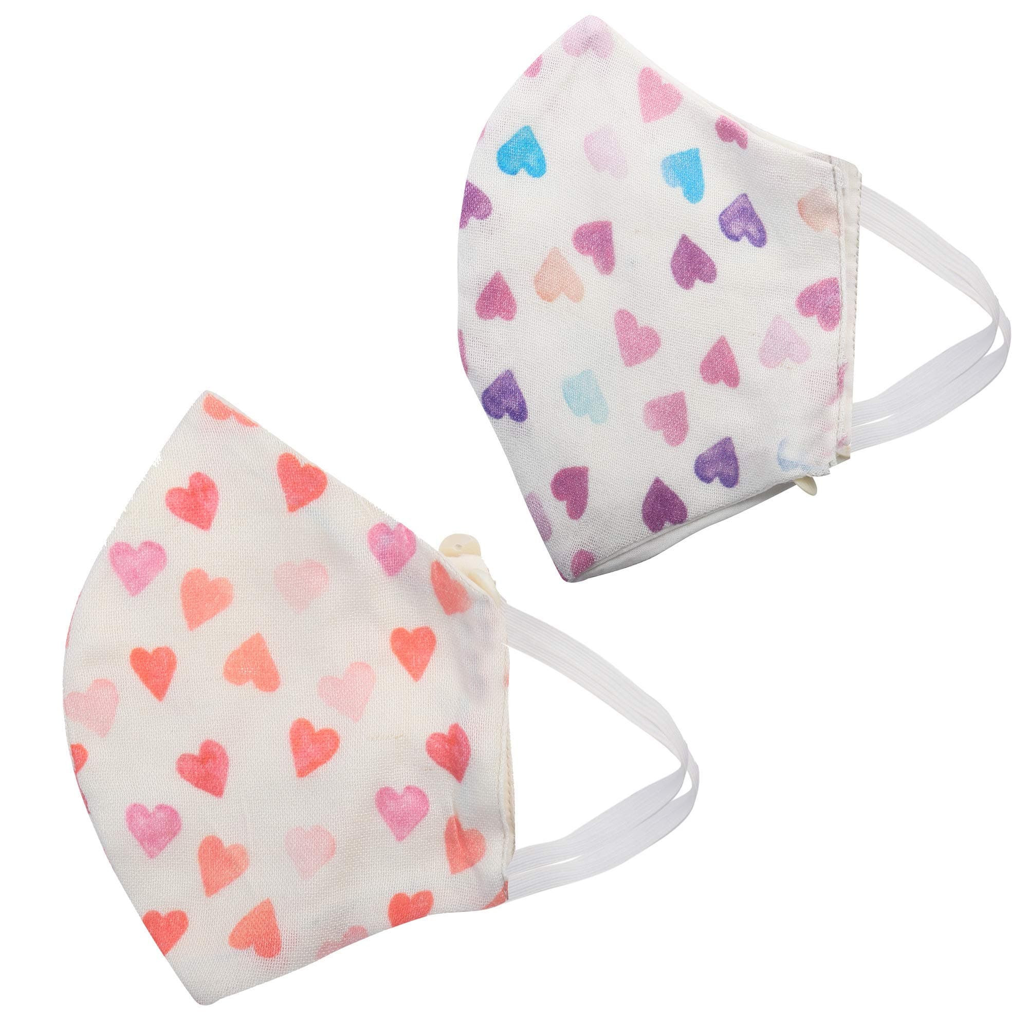 T O S C E E WOMEN COTTON MULTICOLOUR HEART PRINT MASK (SET OF 2)