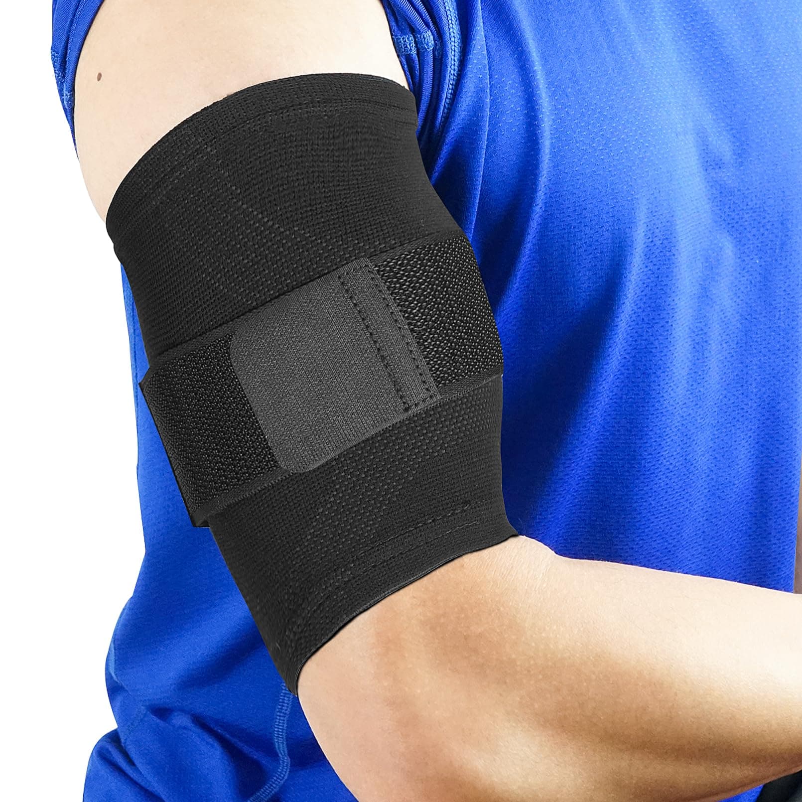 Luwint Bicep Tendonitis Brace, Knitted Compression Upper Arm Sleeve Support, 1 Pair (Large)