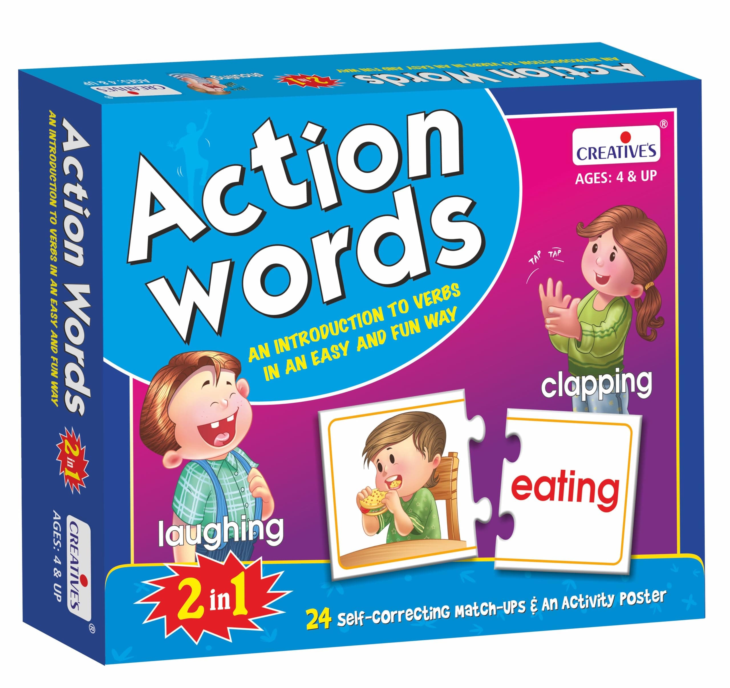 Creative's Action Words | Learn verbs in an Easy N Fun Way | Increase Vocabulary|Match Simple Actions with Correct Word Cards | Learning & Educational | Learning Games for Preschool | for Ages 4 & up