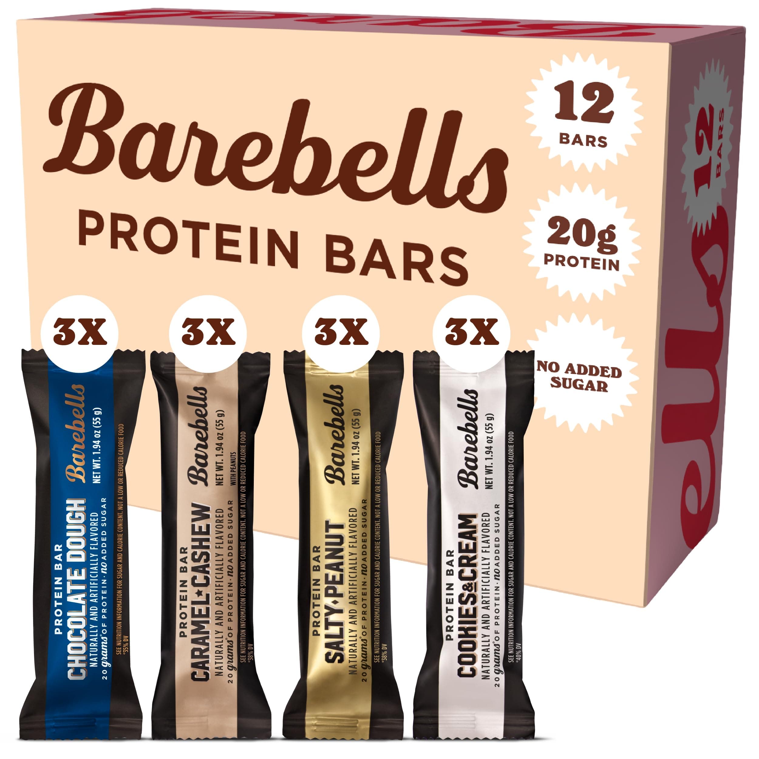 Protein Bars Variety Pack - 12 Count, 1.9oz Bars - Protein Snacks with 20g of High Protein - Chocolate Protein Bar with 1g of Total Sugars - Perfect on The Go Protein Snack & Breakfast Bars