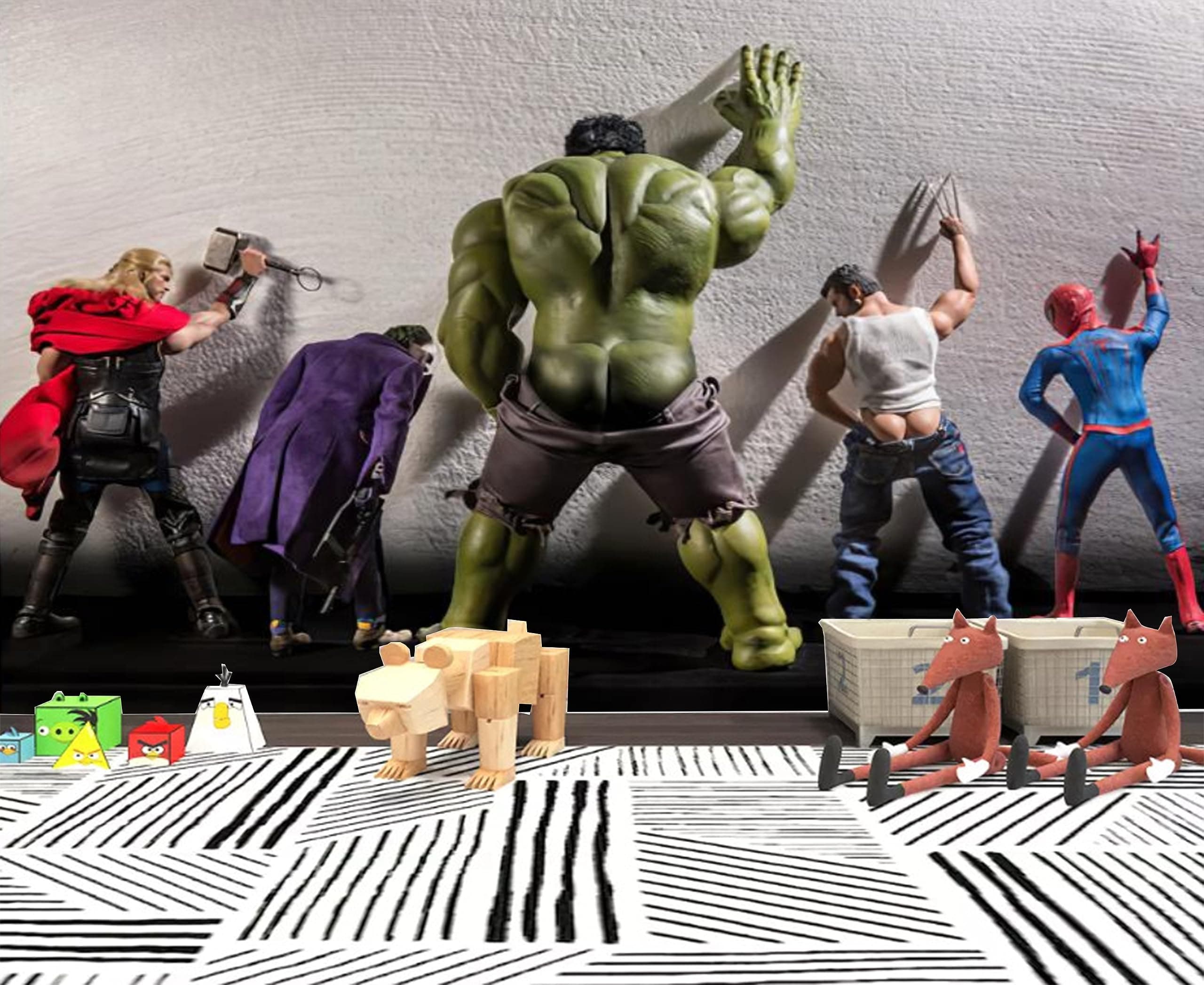 Custom Size Wall Murals,Interesting Superhero,Removable Peel and Stick Self-Adhesive Wall Murals Large Photo Wallpaper