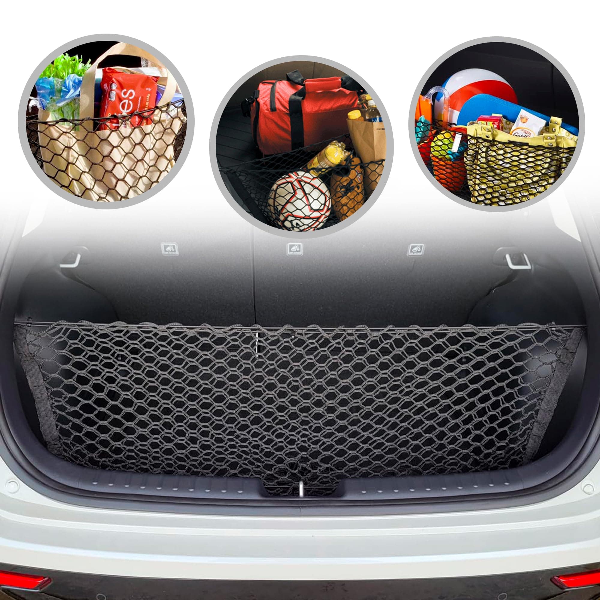 Envelope Style Automotive Elastic Trunk Mesh Cargo Net for Kia NIRO 2023-2025 - Premium Trunk Organizer and Storage - Luggage Net for Crossover - Best Car Organizer for Kia NIRO EV