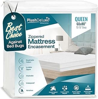Premium Zippered Mattress Encasement, 100% Waterproof, Bed Bug/Dust Mite Proof And Hypoallergenic Cotton Terry Surface, 6 Sided Mattress Protector (Fits 30cm - 38cm H) QUEEN SIZE, 10-Year Warranty