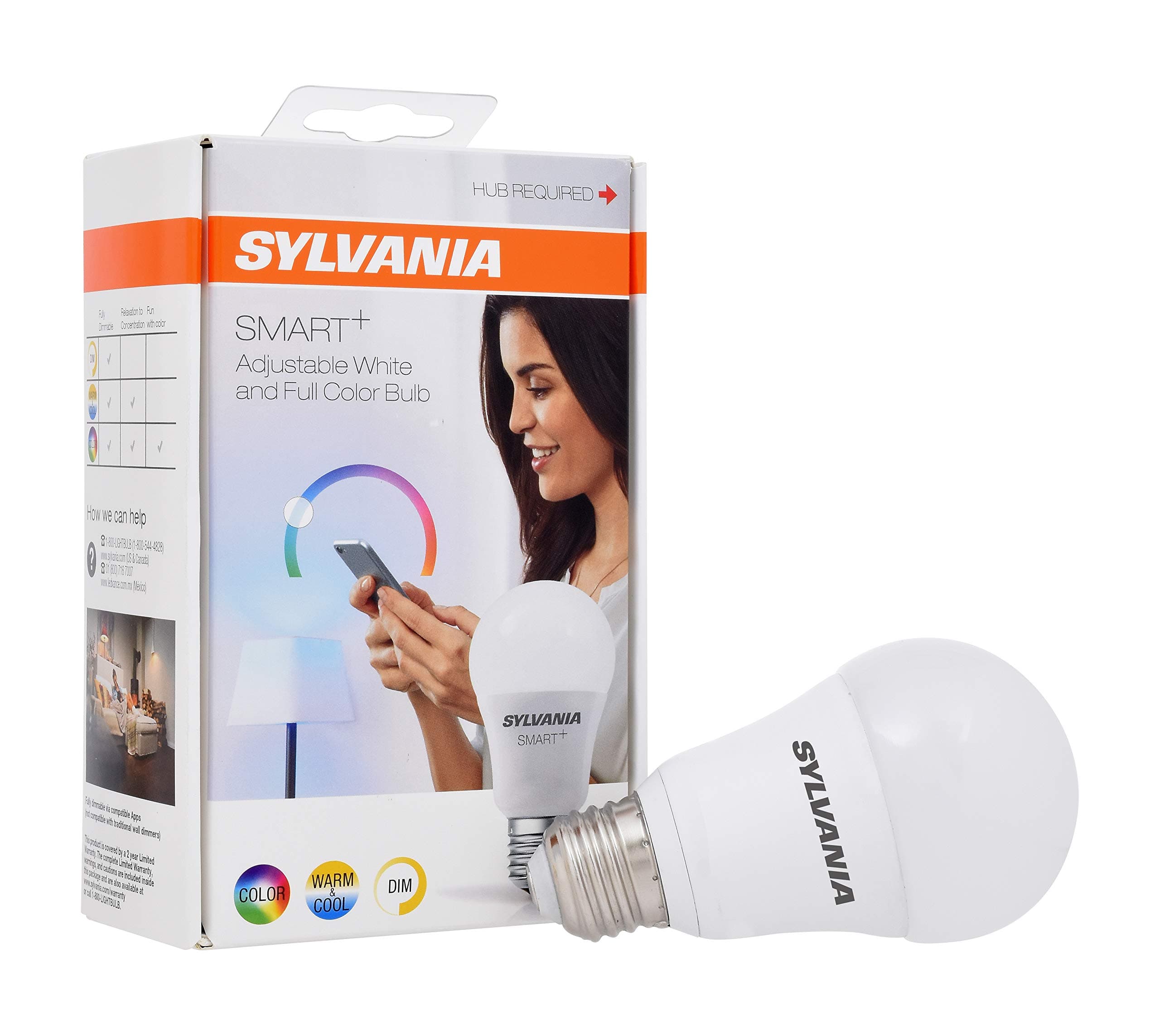 SMART+ ZigBee Full Color and Tunable White A19 LED Bulb, Works with SmartThings, Wink, and Amazon Echo Plus, Hub Needed for Amazon Alexa and Google Assistant, 1 Count (Pack of 1) , Full Color