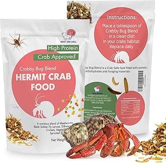 Crabby Bug Blend Natural Hermit Crab Food – Crickets, Mealworms & Sprouted Veggies – 28g – Snout and Shell