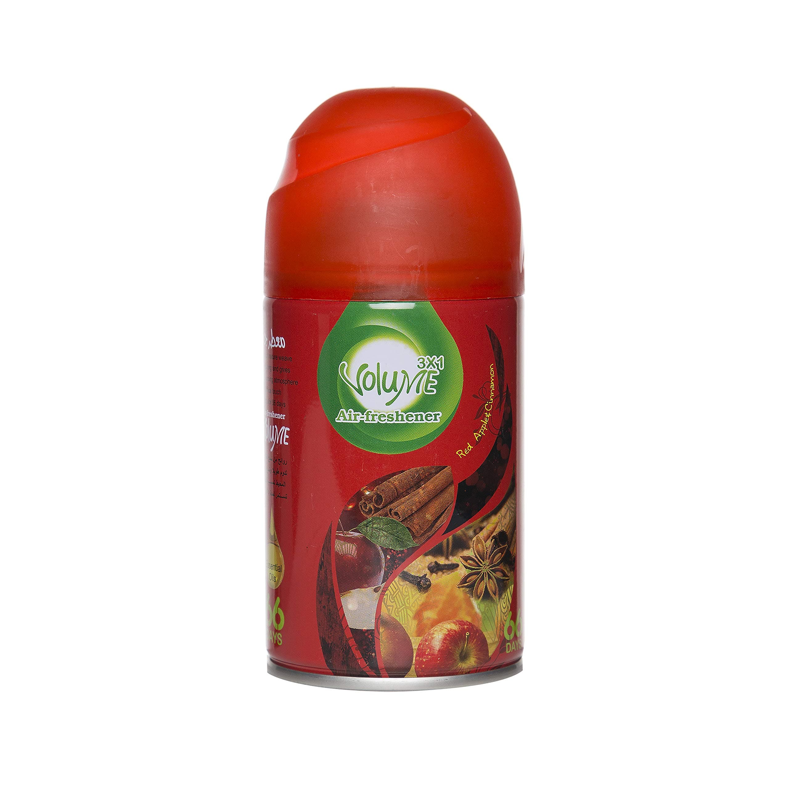 Volume 3x1 Red Apple & Cinnamon 3 pcs Automatic Spray Refill Aerosol Air Freshener Refil 250ml for Home, Office, Spa, Car and Bathroom