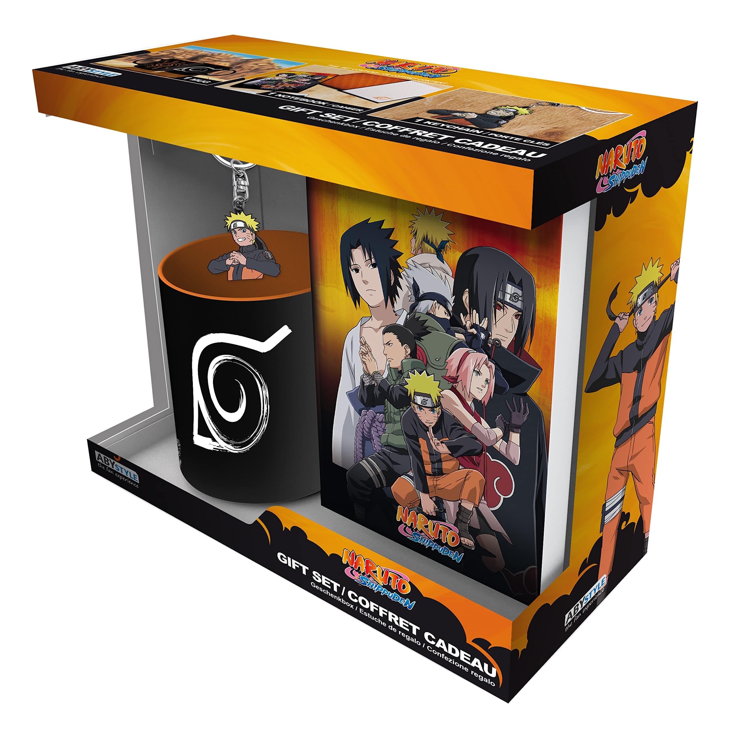 ABYstyle Naruto Shippuden Gift Set Includes Jouranl, Ceramic Coffee Tea Mug & Keychain Anime Manga Drinkware Home & Kitchen Accessories Gift 3 Pcs