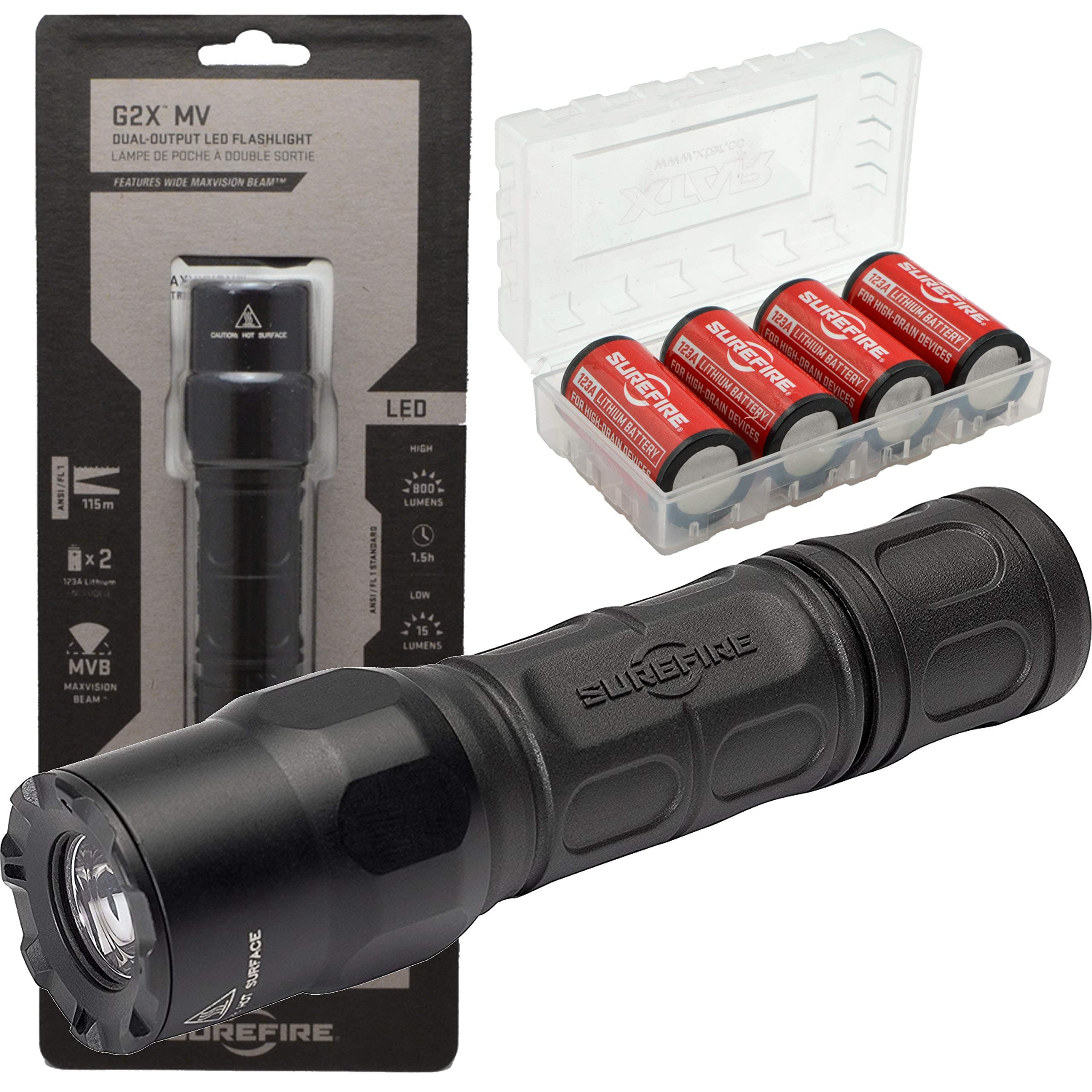 Lumintrail Sure Fire G2X Max Vision High-Output LED Flashlight Bundle with 4 Extra 123A Batteries and Lightjunction Battery Case