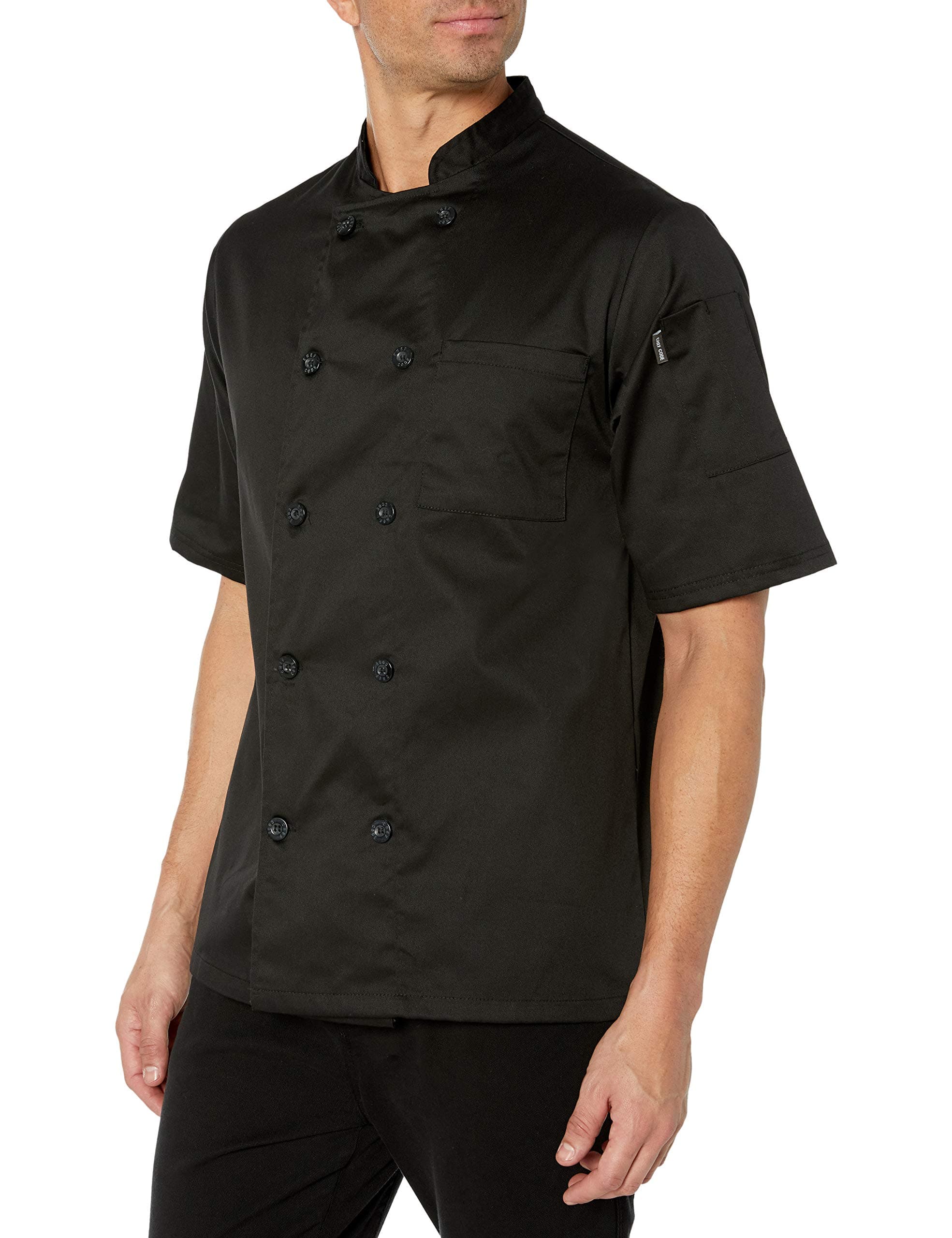 Chef Code Men's Short Sleeve Unisex Classic Coat, Black, 2X-Large
