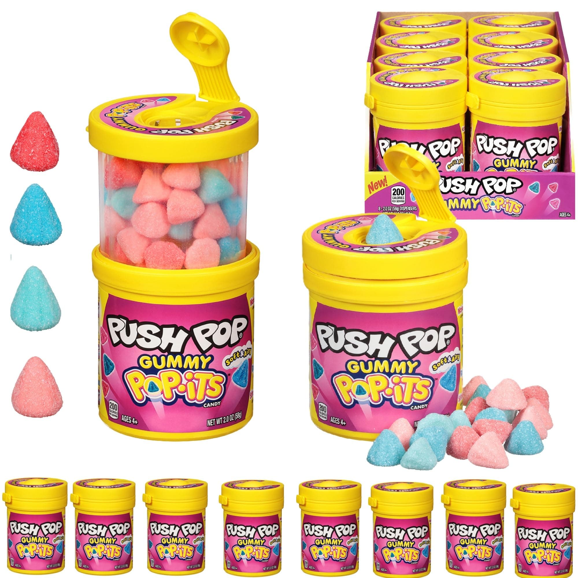 Push Pop Pop-Its Gummy Candy - 8 Count Gummy Easter Candy With Fun, Portable Containers - Fruity Delicious Flavors - Easter Party Favors & Basket Stuffers for Kids - Bulk Candy for Kids Gifts