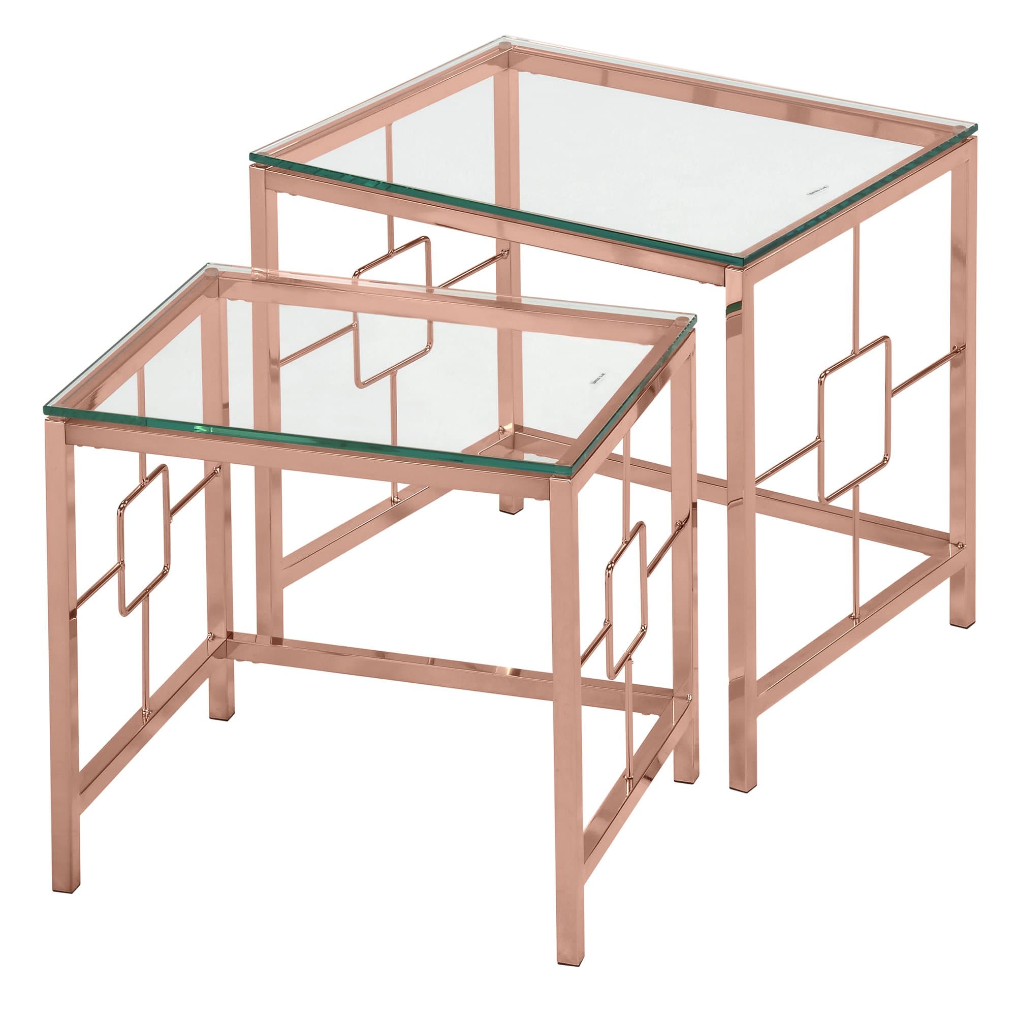 !nspire 2 Piece Nesting Chrome/Glass Table Set, Rose Gold