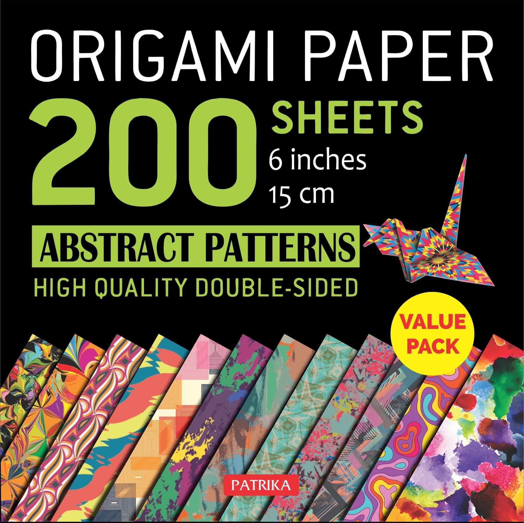Origami Paper 200 sheets Abstract Patterns 6" (15 cm): Double-Sided Origami Sheets with 12 Different Designs (Instructions for 12 Projects Included)