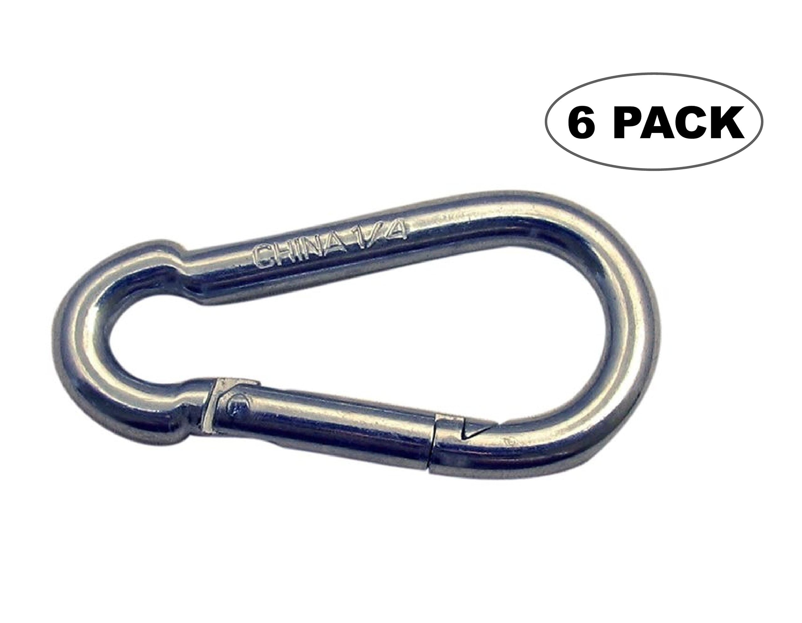 Yardware etcetera Snap Hook Carabiner 1/4 inch 6 Pack | Steel with Zinc Plating | Spring Hook | Snap Link
