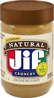 Jif Natural Crunchy Peanut Butter Spread, 16 Ounces (Pack of 12), Contains 90% Peanuts