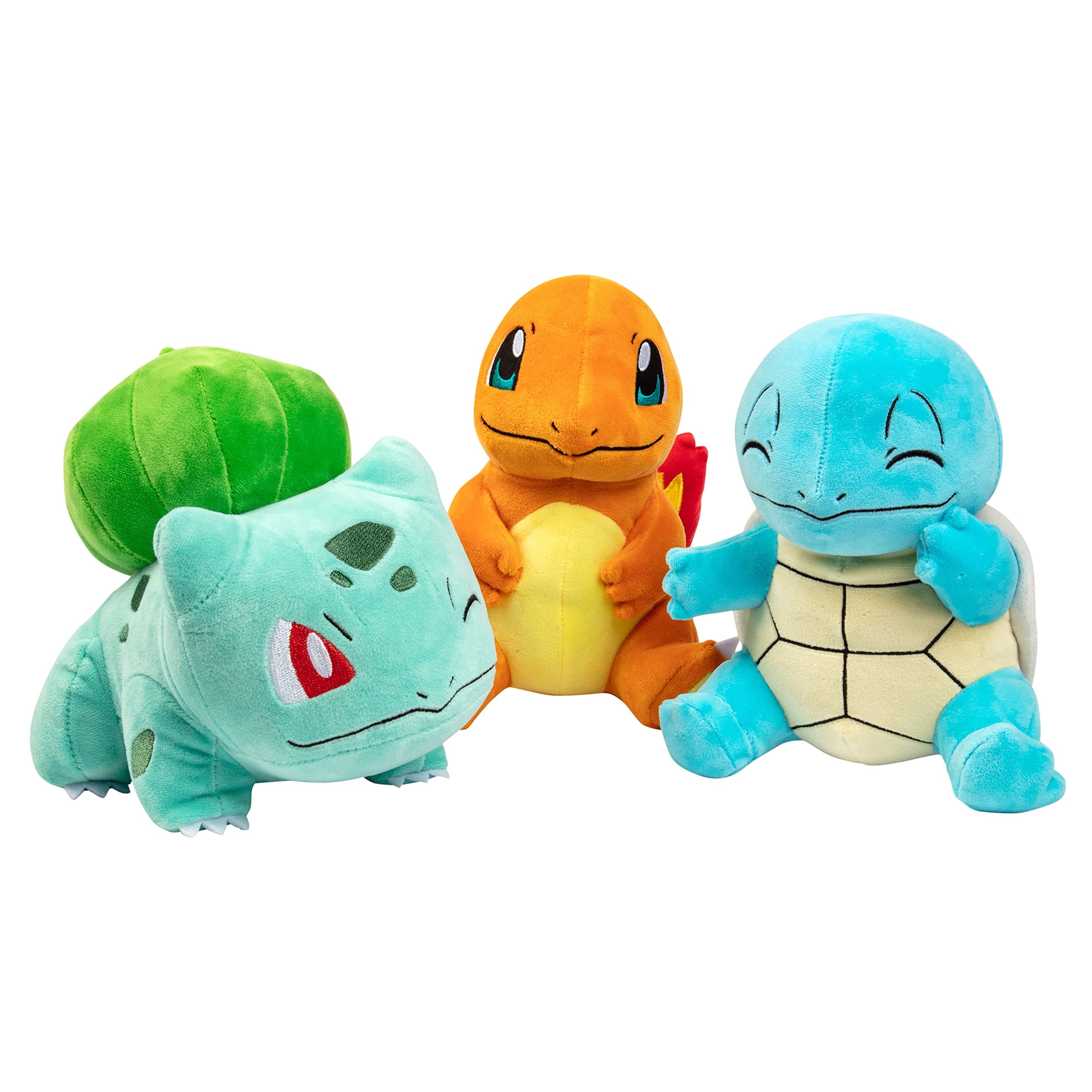 Pokemon 8" Plush Starter 3-Pack Charmander, Squirtle, Bulbasaur - Generation 1 Figure Set - Officially Licensed - Stuffed Animal Toy - Gift for Kids, Boys, Girls - 2+