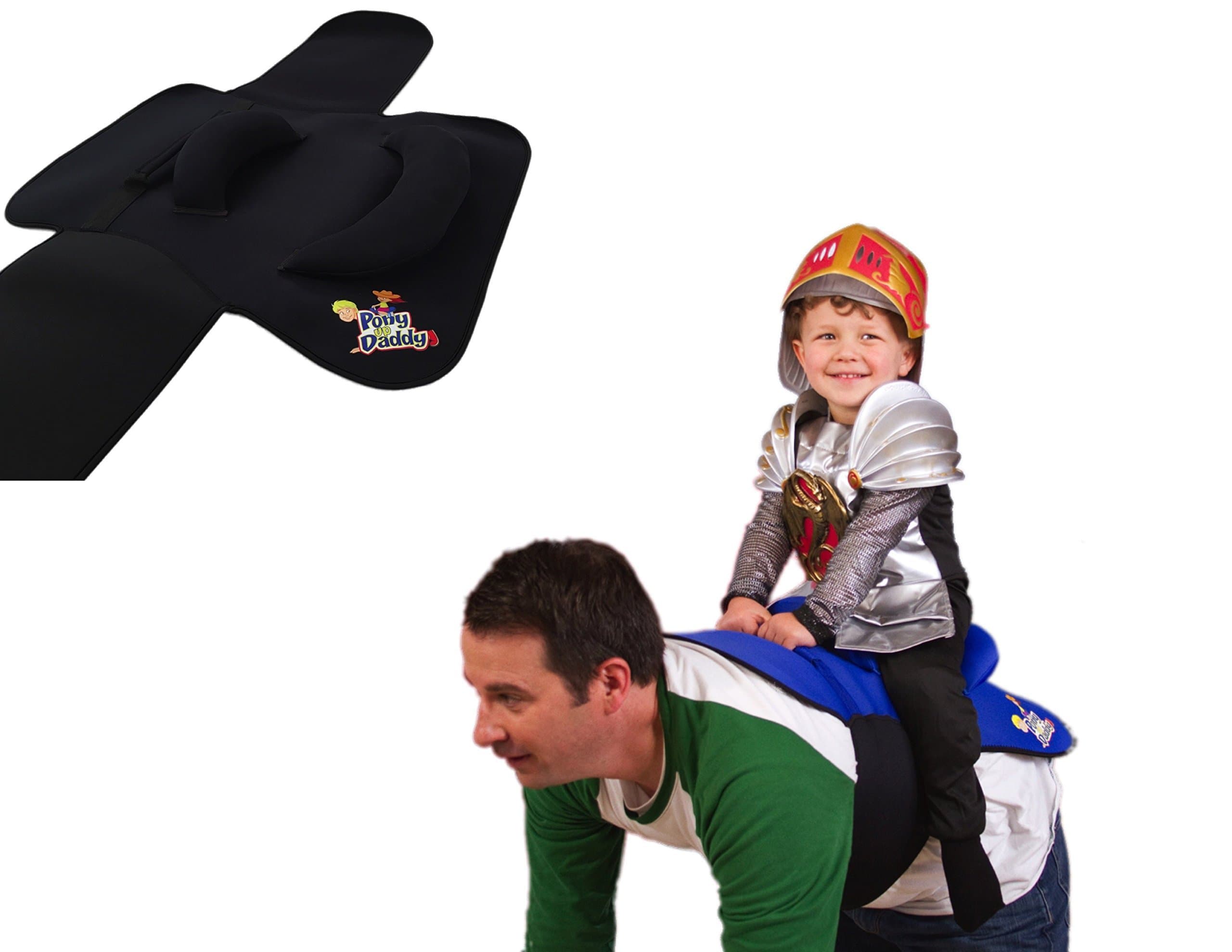 Neoprene Parent Saddle with Easy Close Strap - Features Padded Seat and Grab Handle for Safe and Comfortable Play Pony Rides - Fits Up to 50" Chest Size - Bandit Black