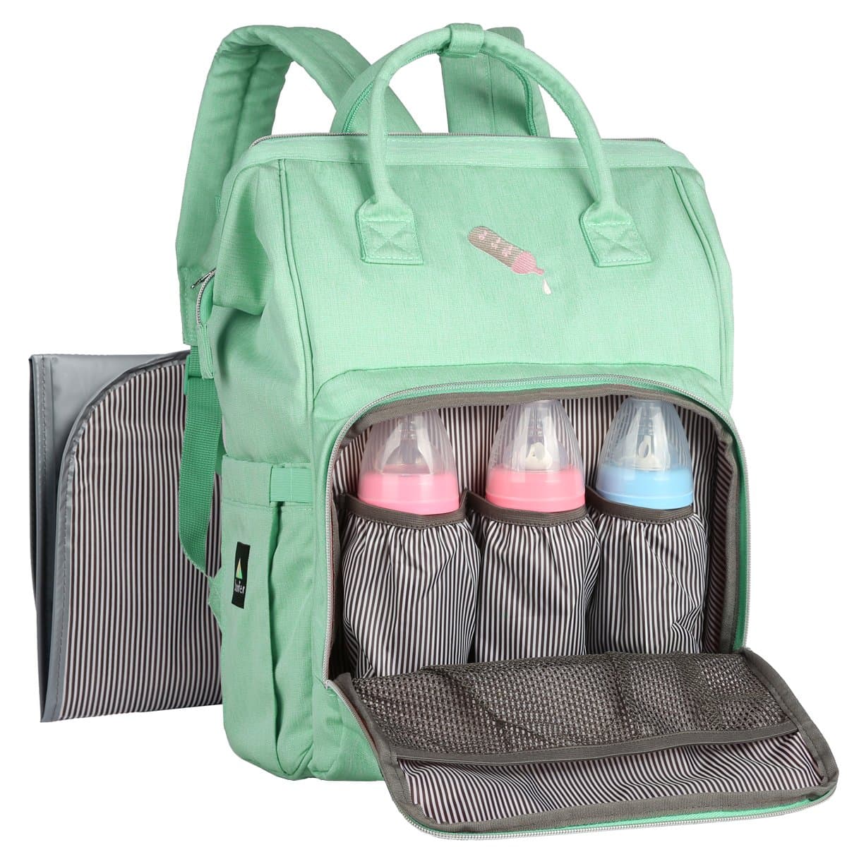 Diaper Bag Backpack with Stroller Straps & Changing Pad (Green)